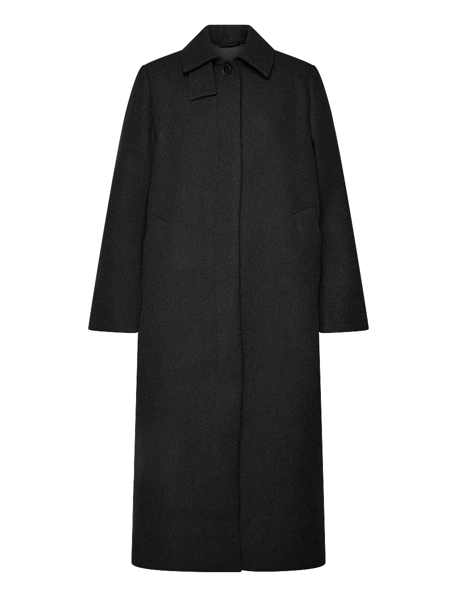 Weekday - Long Oversized Wool-Blend Coat - winterjacken - off black melange - 0