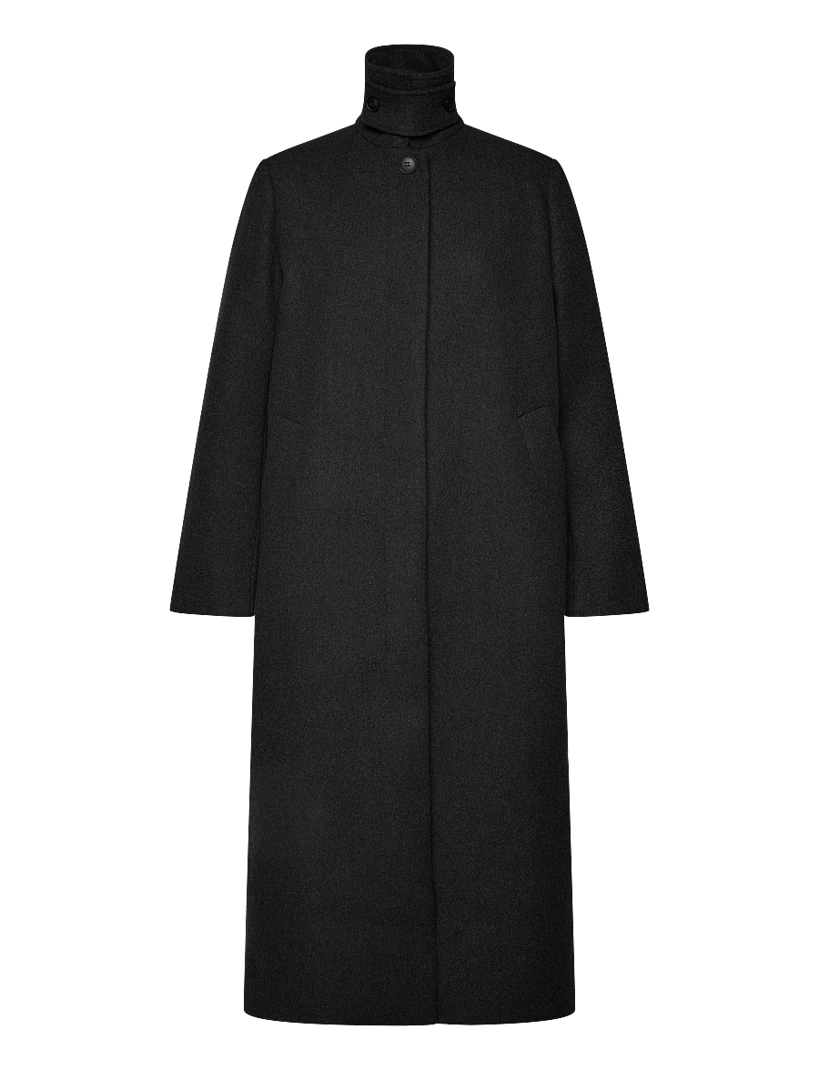 Weekday - Long Oversized Wool-Blend Coat - winterjacken - off black melange - 1