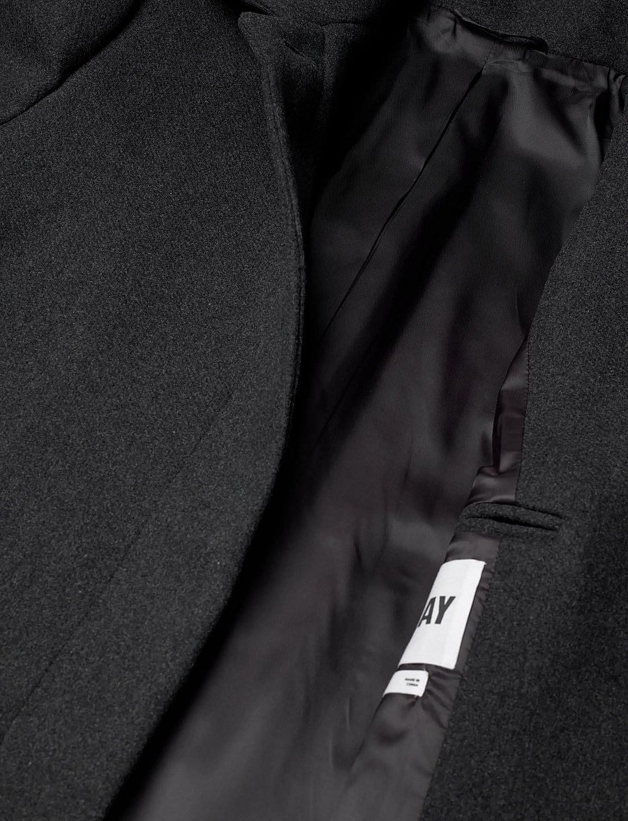 Weekday - Long Oversized Wool-Blend Coat - winterjacken - off black melange - 5