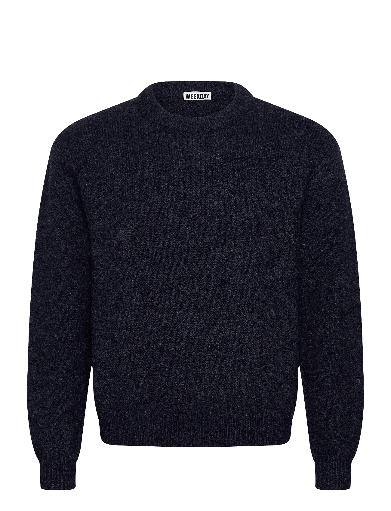 Regular Knitted Wool-Blend Sweater - BLUE DARK
