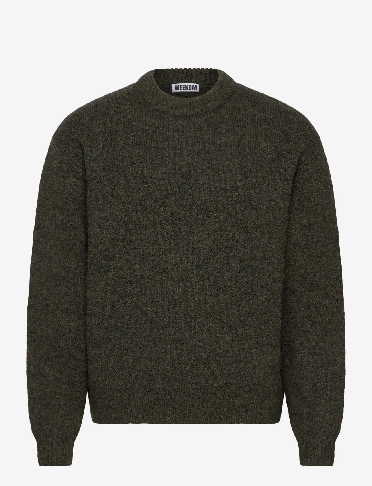 Weekday - Regular Knitted Wool-Blend Sweater - rundhalsad - dark green melange - 0