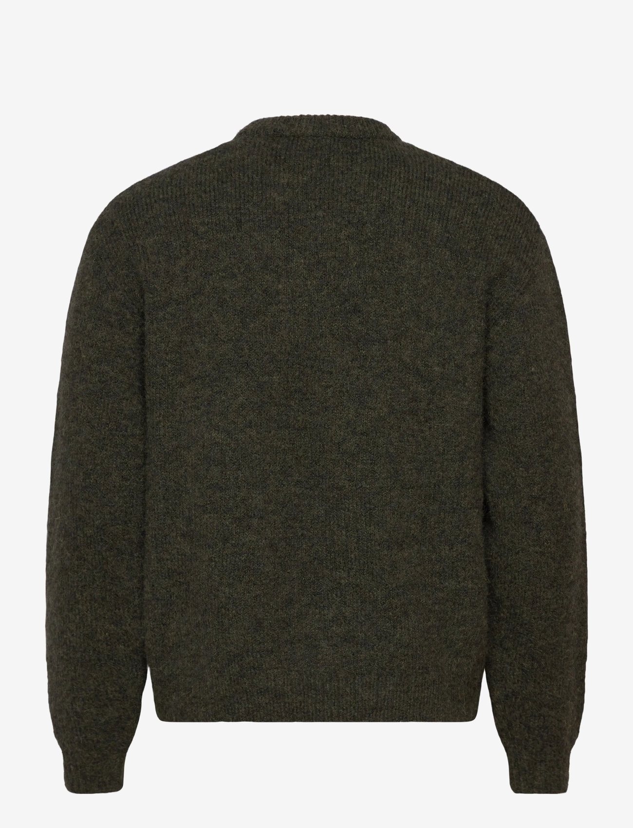 Weekday - Regular Knitted Wool-Blend Sweater - rundhalsad - dark green melange - 1