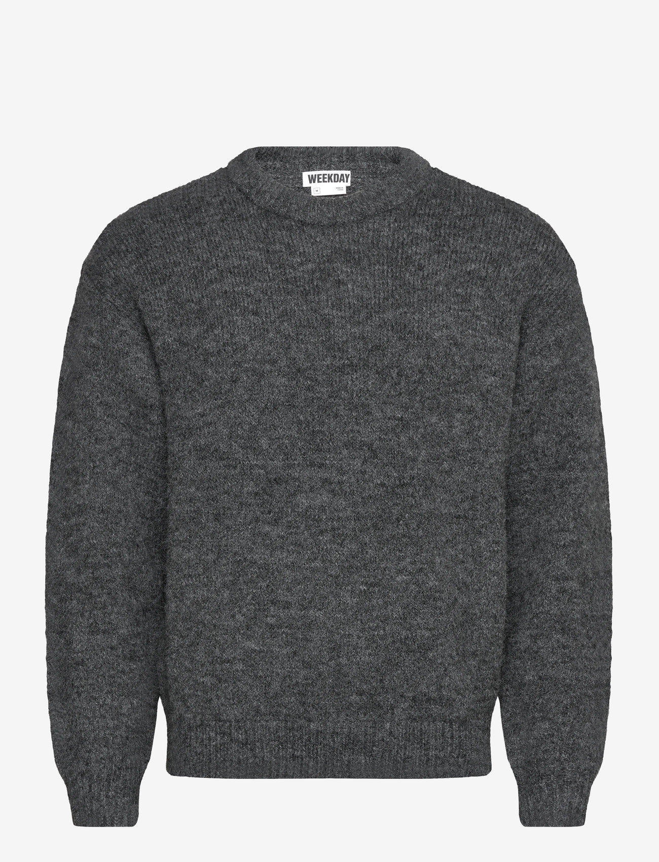 Weekday - Regular Knitted Wool-Blend Sweater - Ümmarguse kaelusega kudumid - dark grey melange - 0