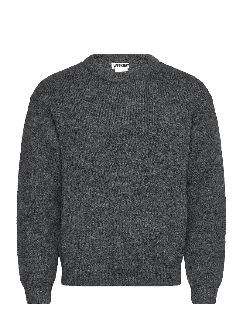 Weekday - Regular Knitted Wool-Blend Sweater - Ümmarguse kaelusega kudumid - dark grey melange - 0