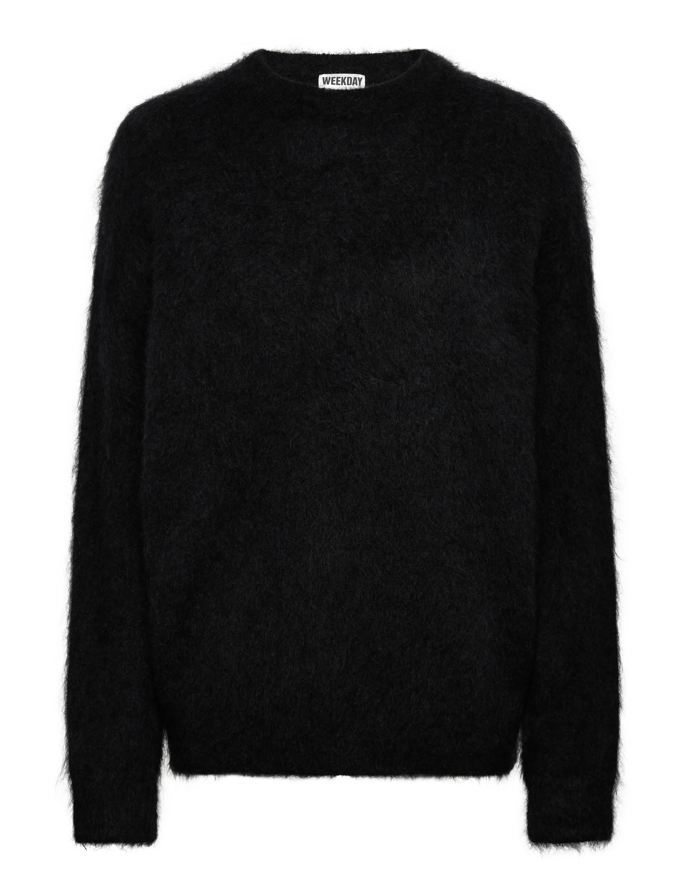 Weekday Oversized Knitted Mohair Blend Sweater - Knitwear - DARK BLUE MELANGE / black