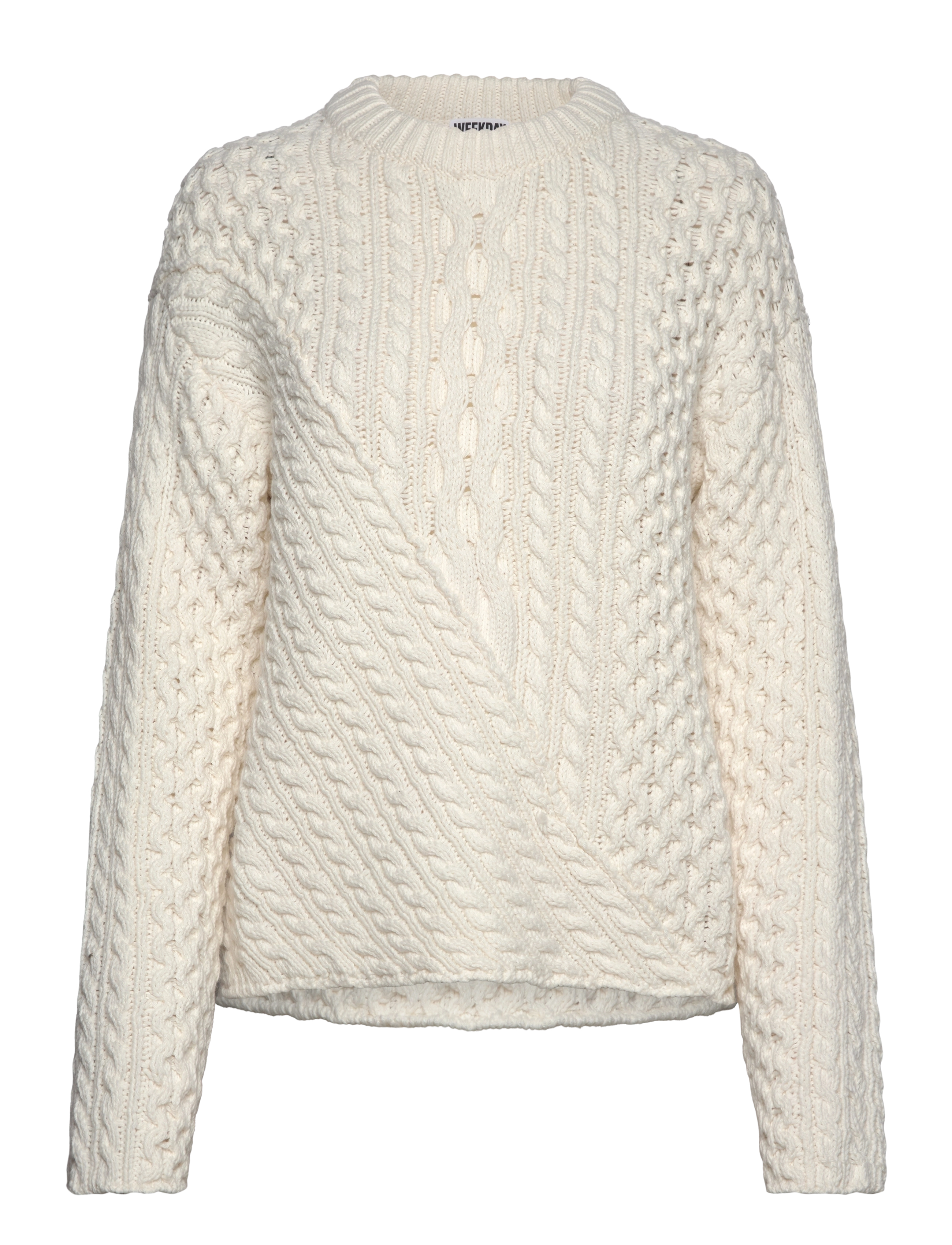 Weekday Cable Knit Sweater, Kvinder, Kabelstrikket Sweater, Hvid, Str: XS
