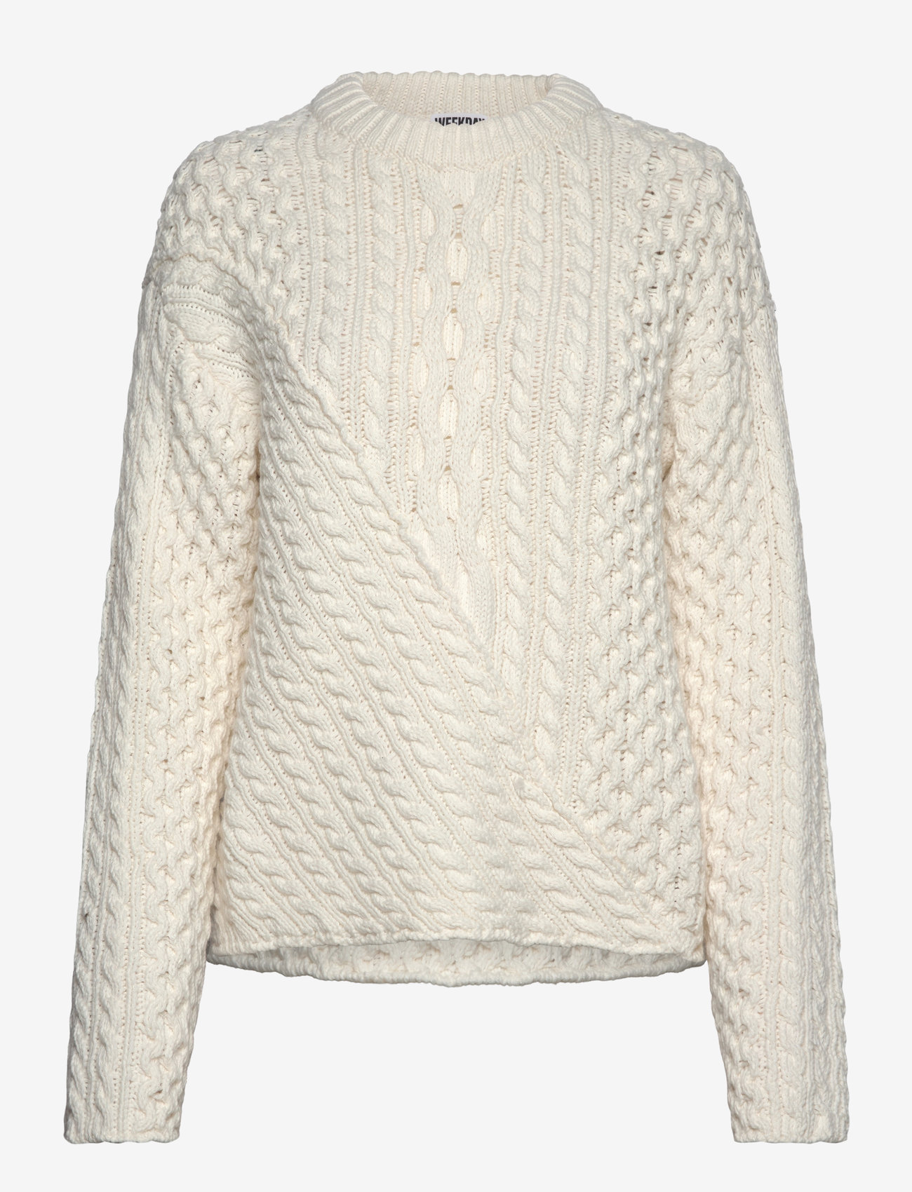 Weekday - Cable Knit Sweater - striktrøjer - white - 0
