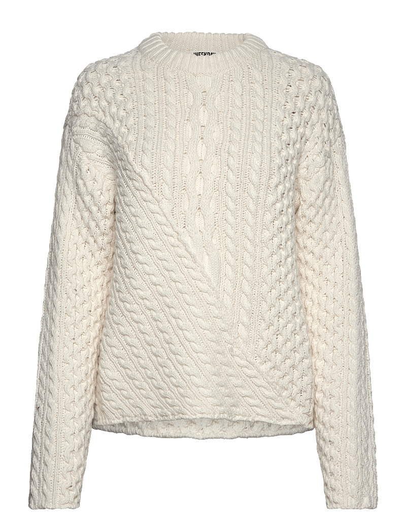 Weekday - Cable Knit Sweater - striktrøjer - white - 0
