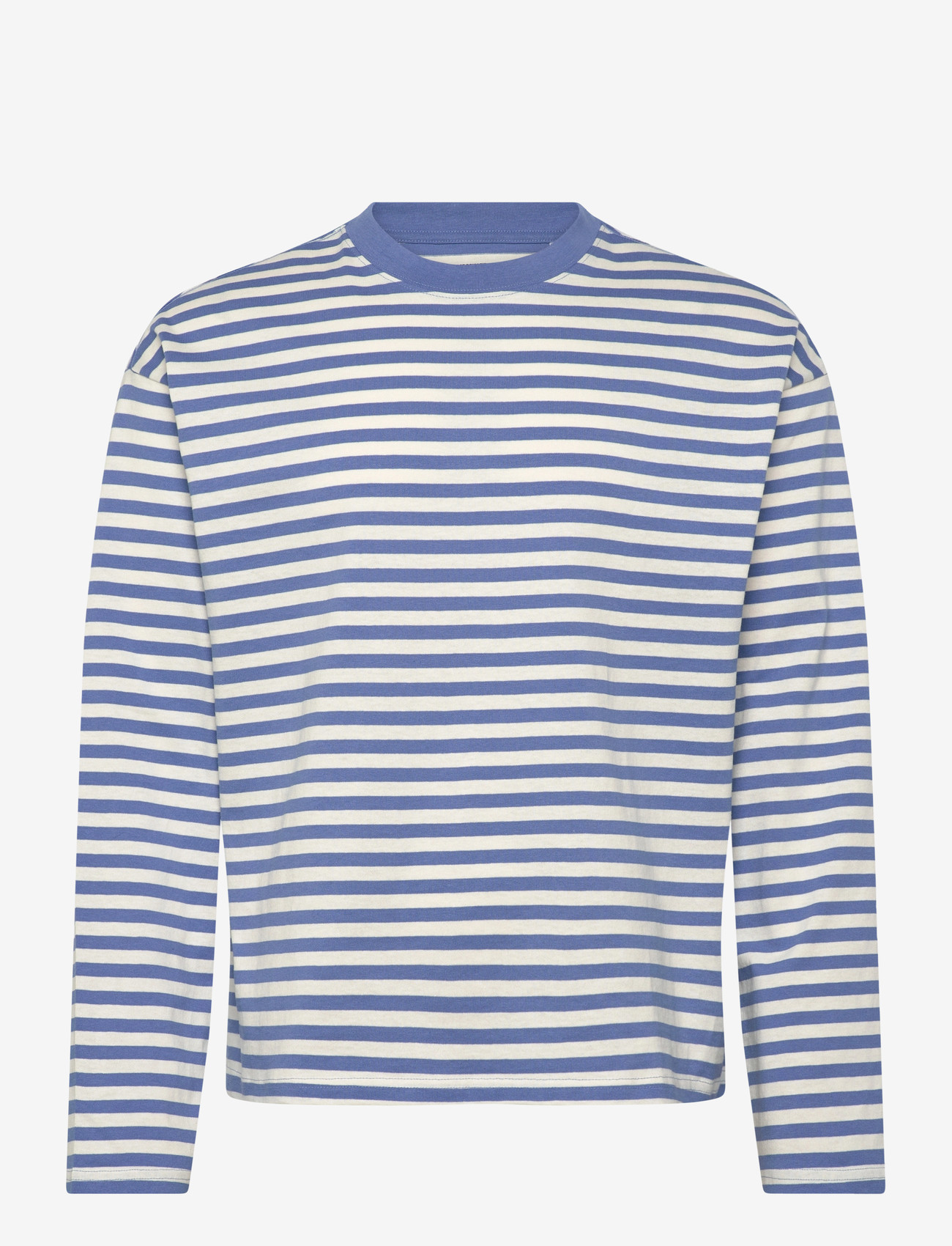 Weekday - Loose Boxy Long-Sleeved T-shirt - langærmede t-shirts - skye blue/off white stripe - 0