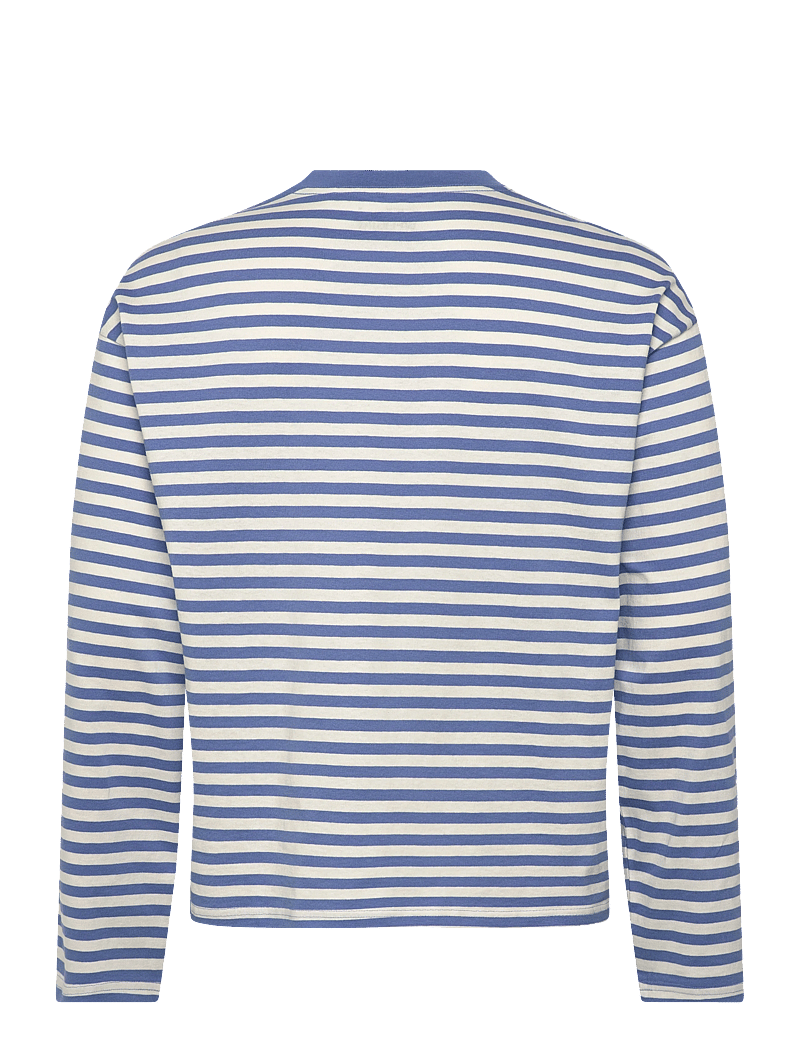 Weekday - Loose Boxy Long-Sleeved T-shirt - langærmede t-shirts - skye blue/off white stripe - 1