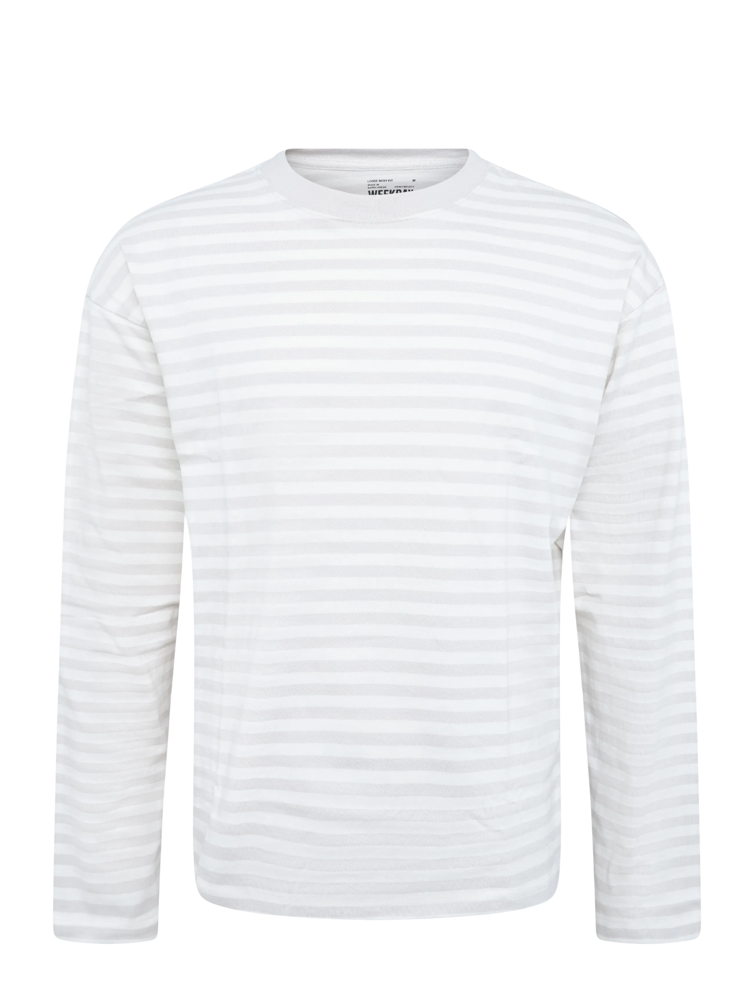 Weekday Loose Boxy Long-Sleeved T-shirt - Weekday - LIGHT MOLE + OFF WHITE STRIPE / white