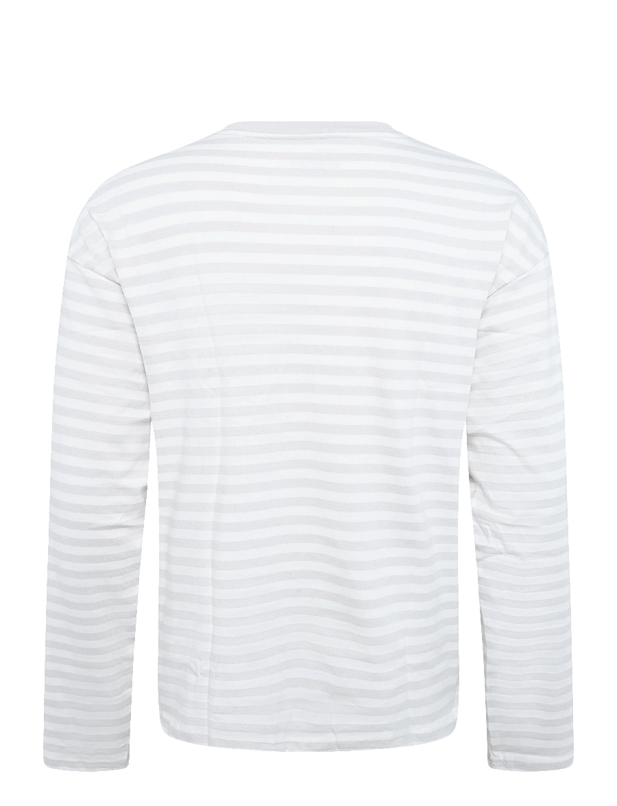 Weekday - Loose Boxy Long-Sleeved T-shirt - langärmelige t-shirts - light mole + off white stripe - 1