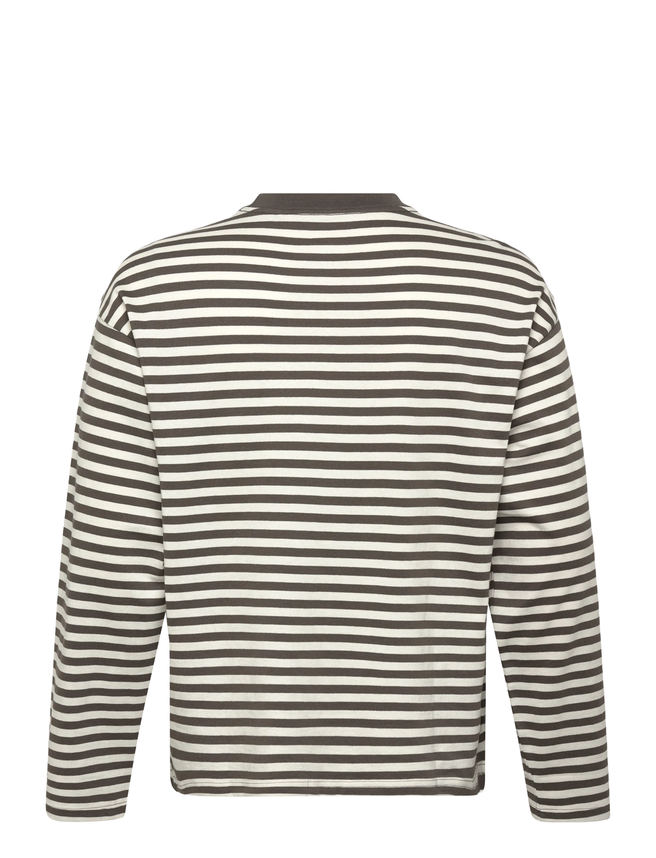 Weekday - Loose Boxy Long-Sleeved T-shirt - langärmelig - dark mole/off white stripe - 1