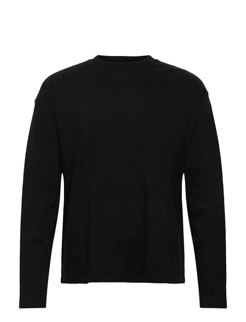 Weekday - Loose Boxy Long-Sleeved T-shirt - långärmade t-shirts - black - 0