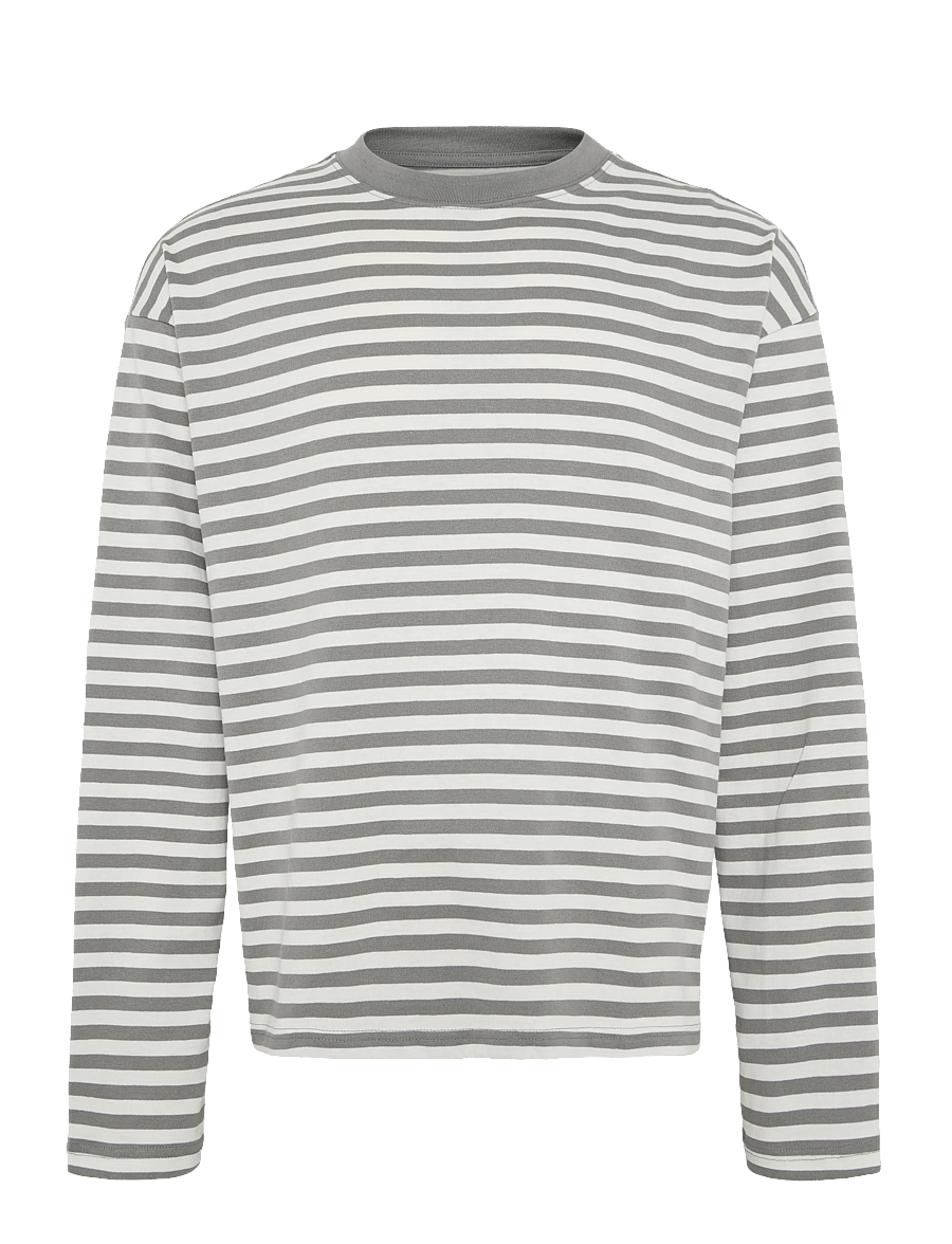 Weekday - Loose Boxy Long-Sleeved T-shirt - pikkade varrukatega t-särgid - grey/white stripe - 0