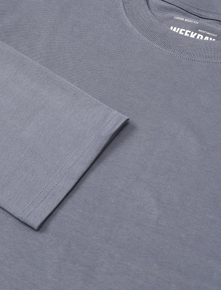 Weekday - Loose Boxy Long-Sleeved T-shirt - pikkade varrukatega t-särgid - steel grey - 2