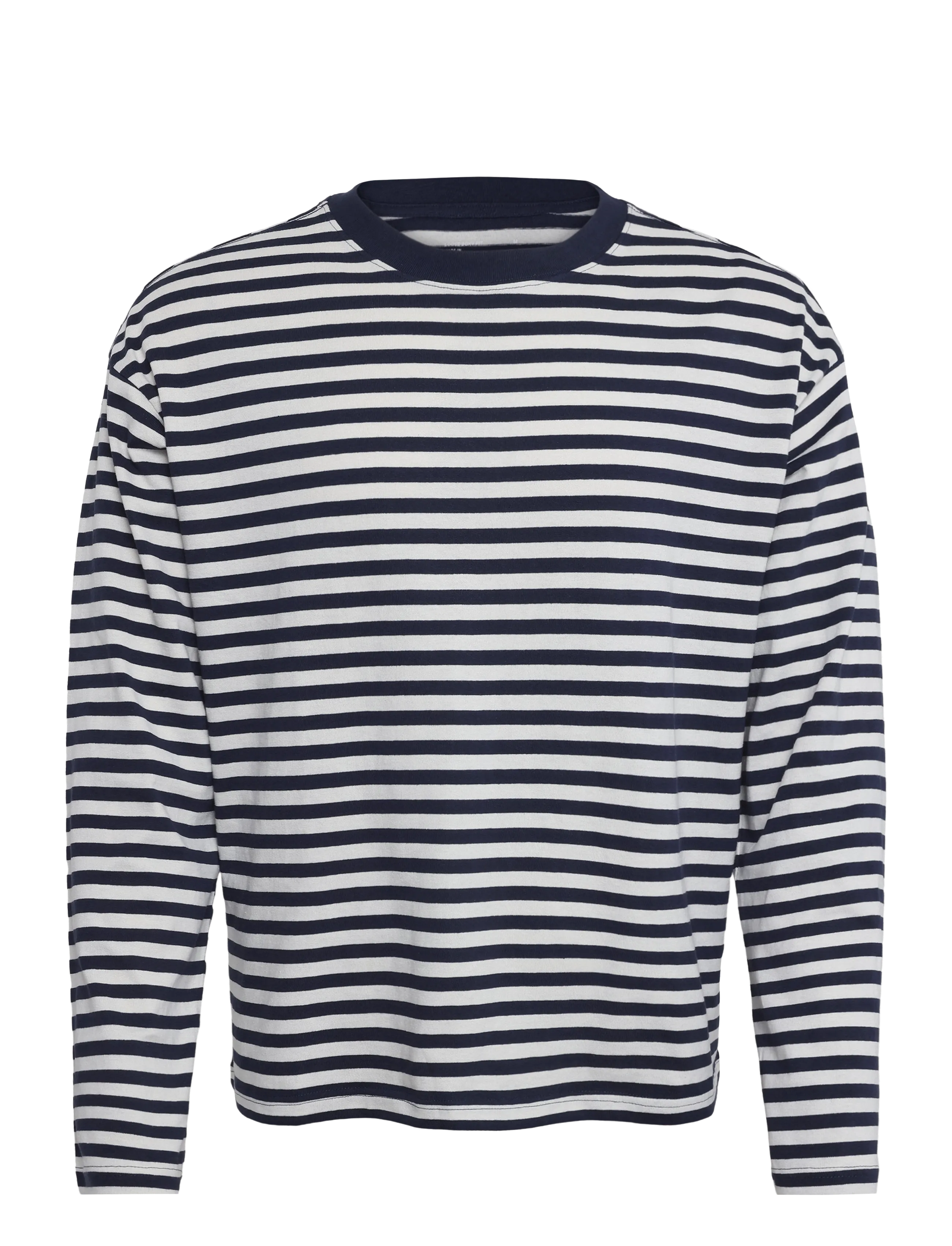 Weekday Loose Boxy Long-Sleeved T-shirt - Long-sleeved t-shirts - WHITE NAVY STRIPE / white
