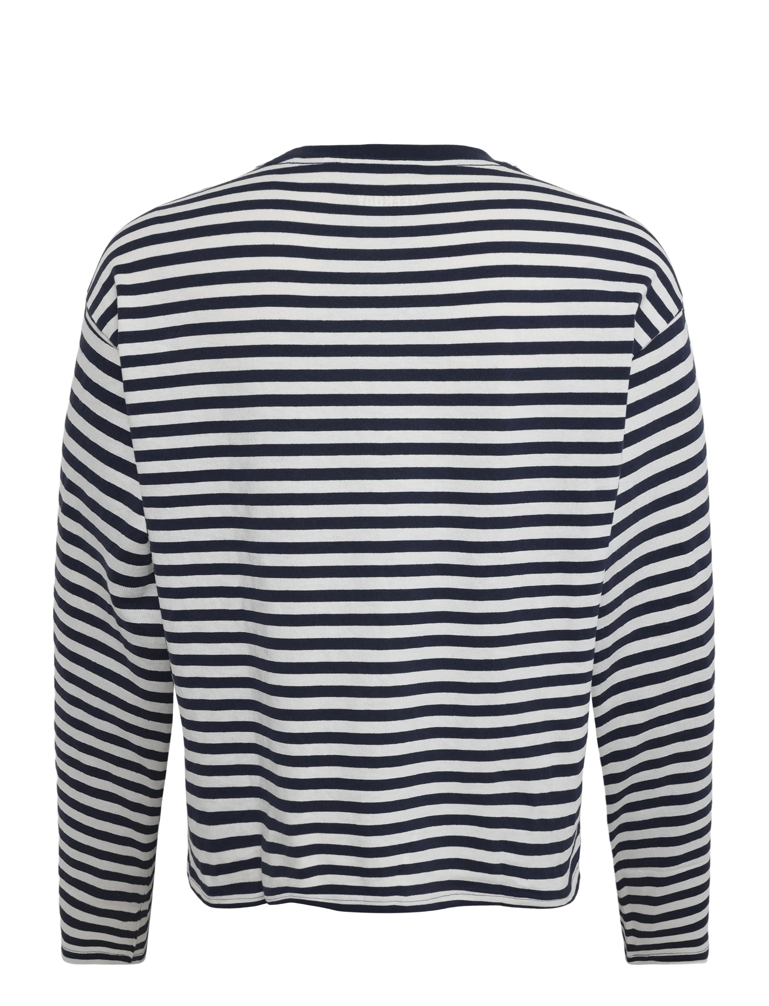 Weekday - Loose Boxy Long-Sleeved T-shirt - long-sleeved t-shirts - white navy stripe - 1