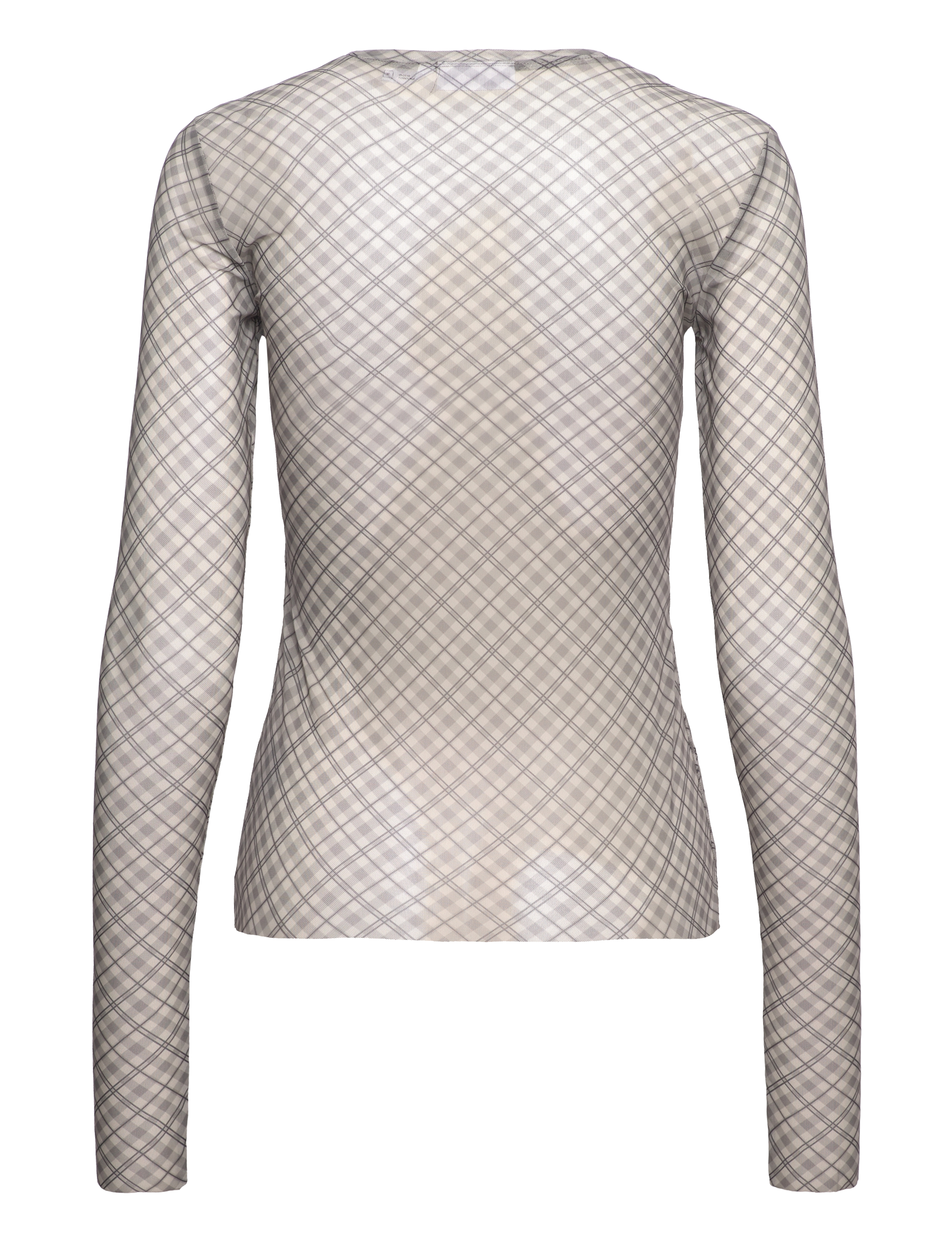 Weekday - Mesh Print Long Sleeve Top - långärmade toppar - beige check - 1
