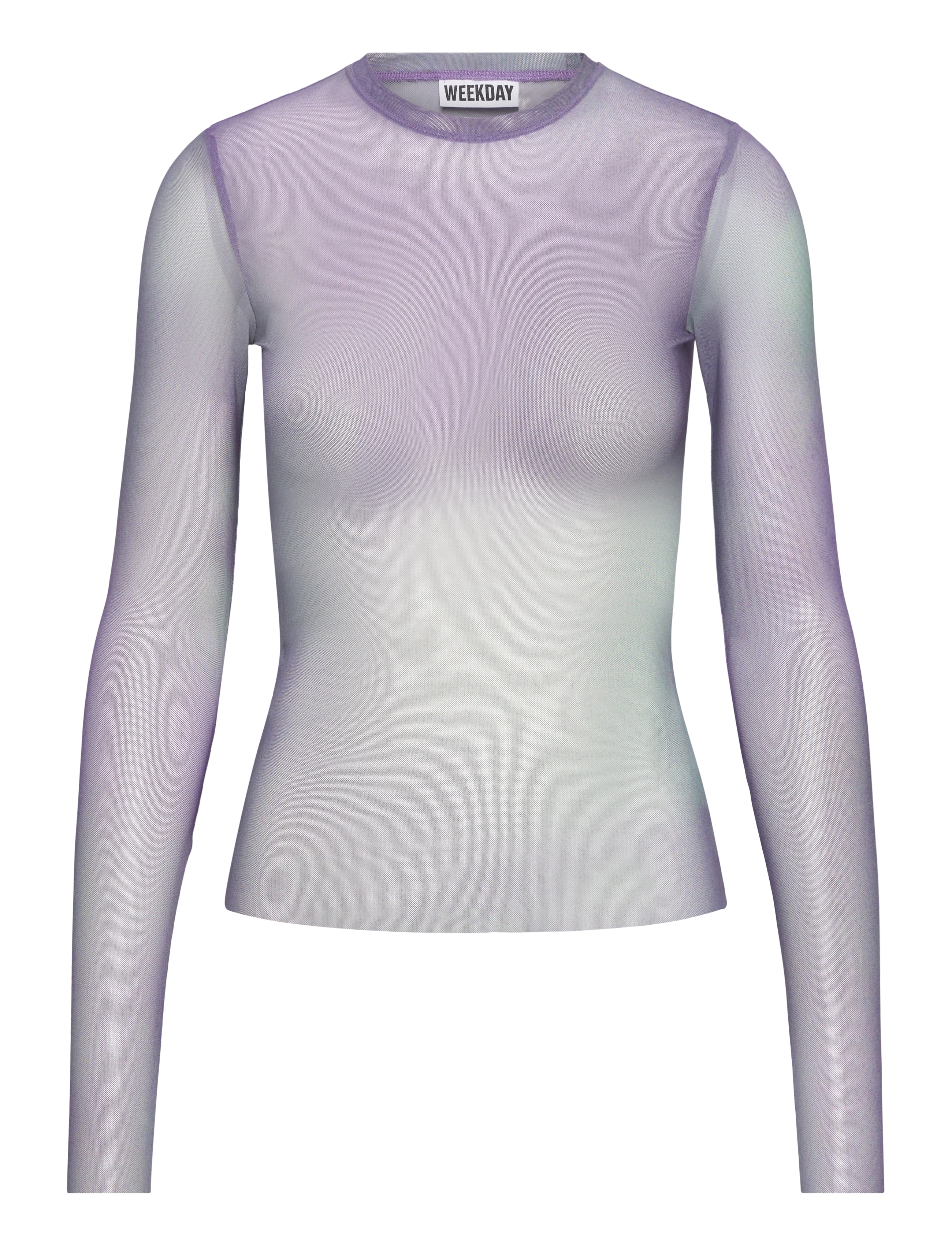 Weekday Mesh Print Long Sleeve Top, Kvinder, Mesh Print Langærmet Top, Lila, Str: XS