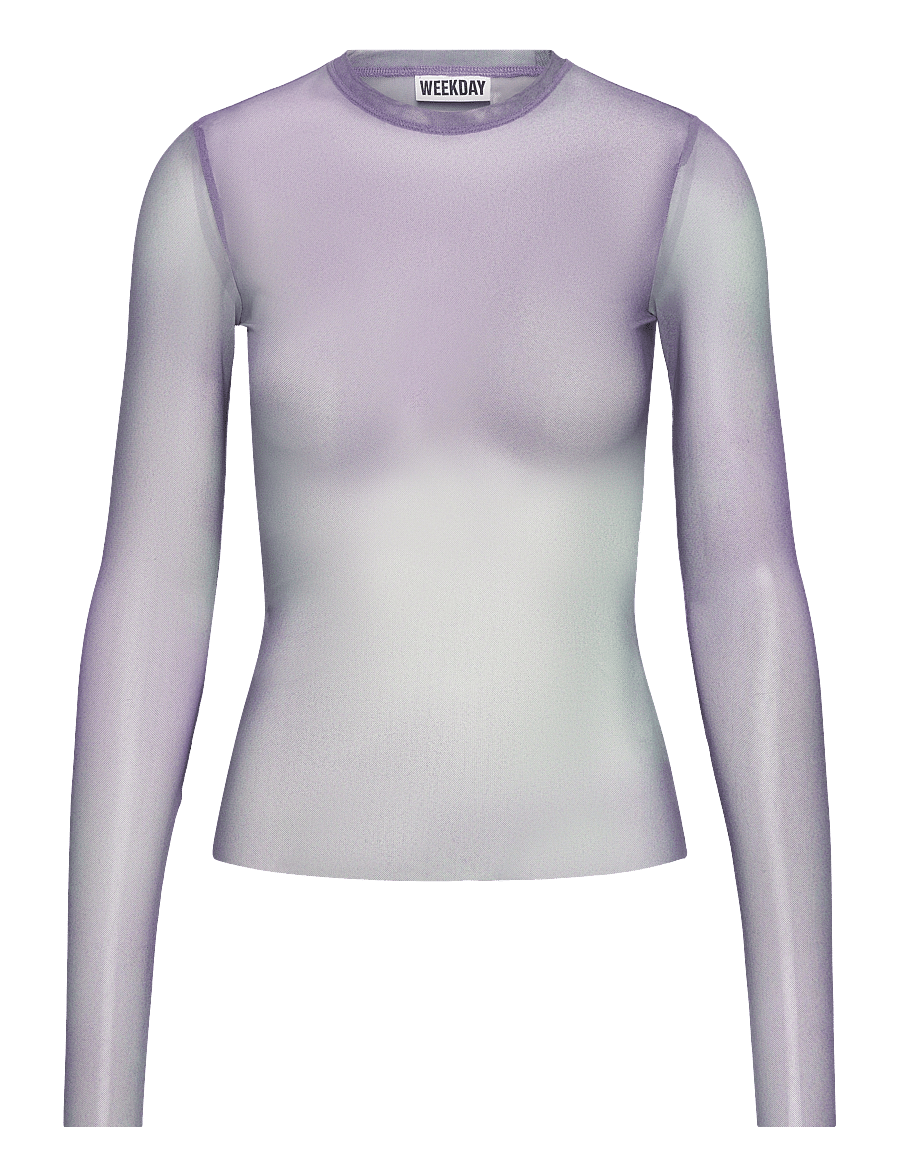 Weekday - Mesh Print Long Sleeve Top - långärmade toppar - purple - 0
