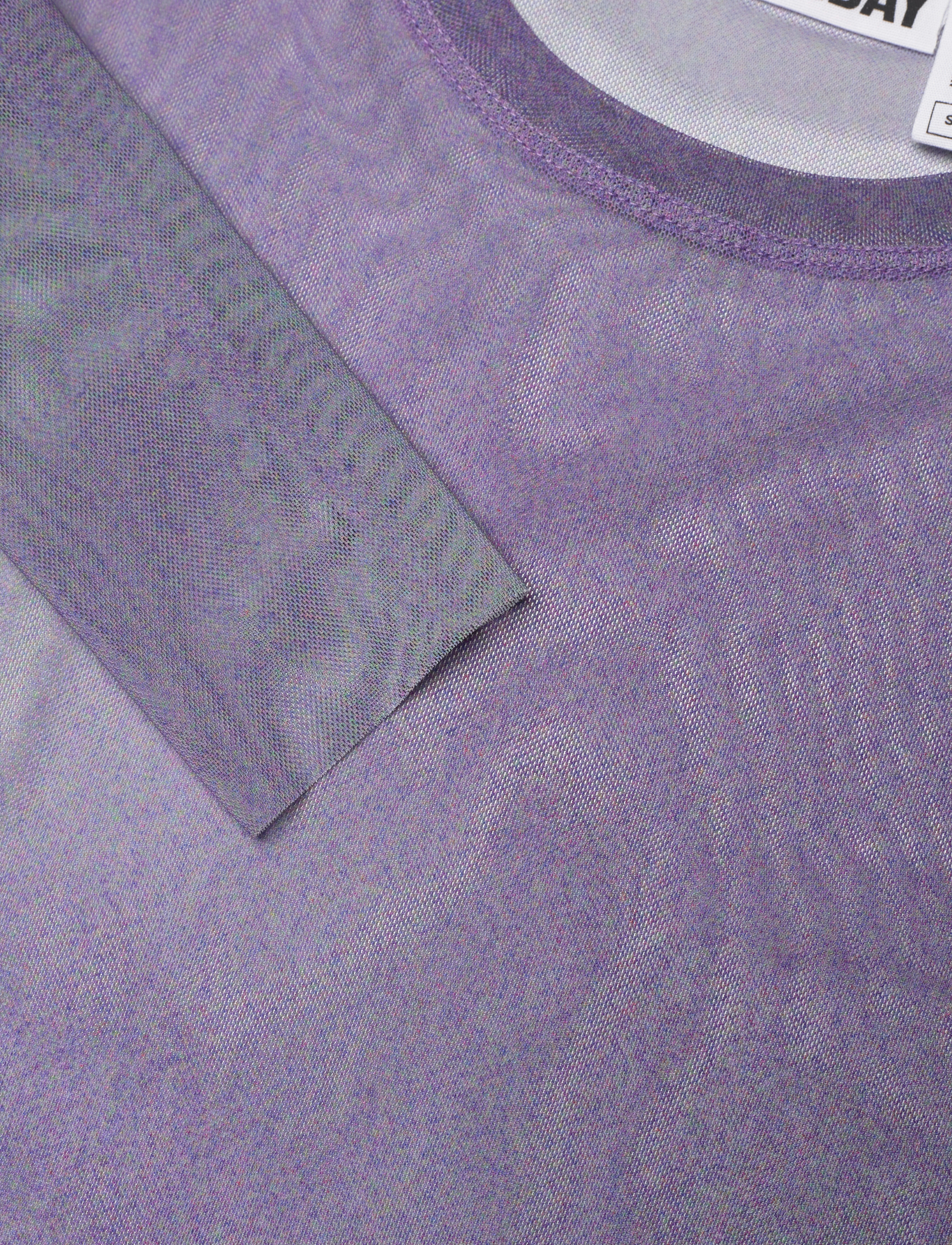 Weekday - Mesh Print Long Sleeve Top - långärmade toppar - purple - 2
