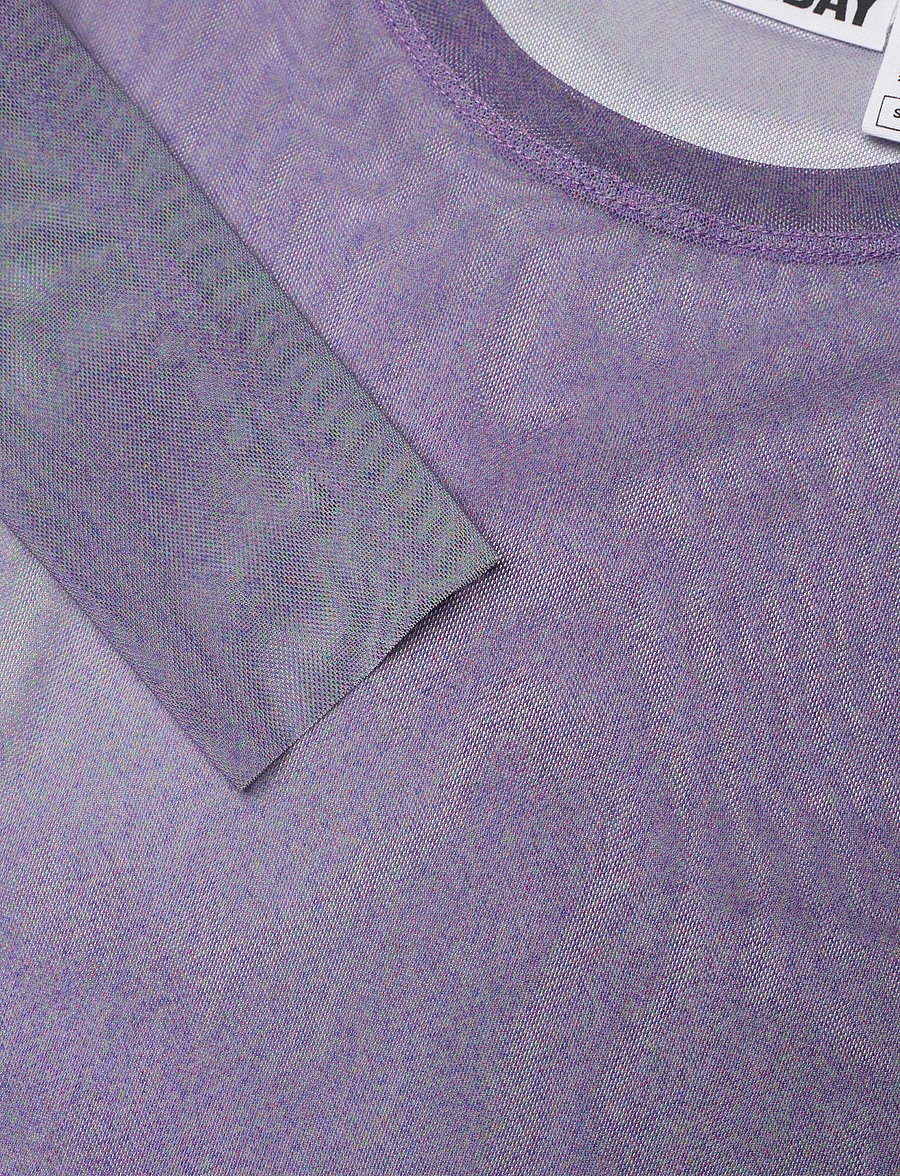 Weekday - Mesh Print Long Sleeve Top - långärmade toppar - purple - 2