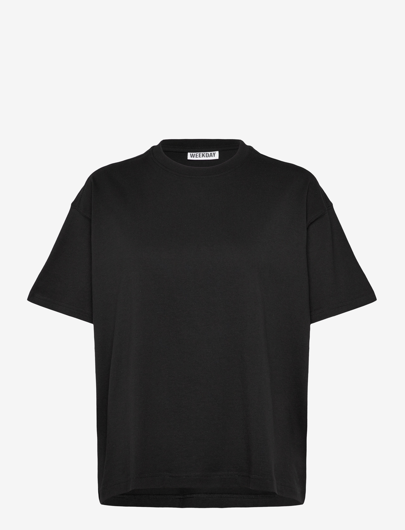 Weekday - Relaxed Boxy Cotton T-shirt - t-shirts - black - 0