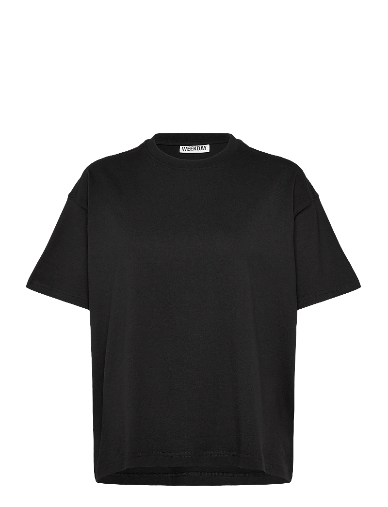 Weekday - Relaxed Boxy Cotton T-shirt - t-shirts - black - 0