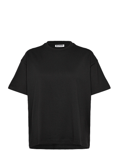 Weekday Relaxed Boxy Cotton T-shirt - Clothing - BLACK / black