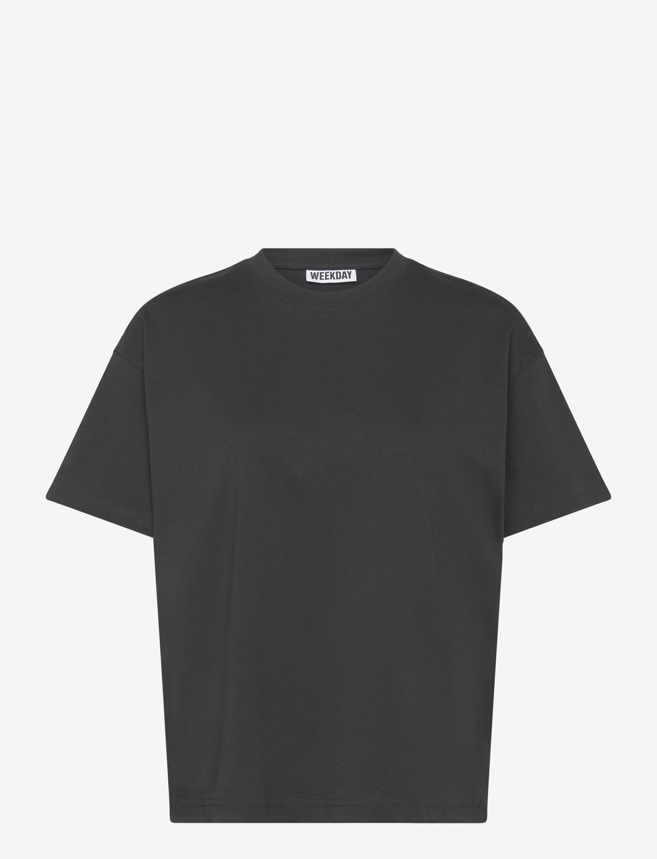 Weekday - Relaxed Boxy Cotton T-shirt - t-shirts - dark grey - 0