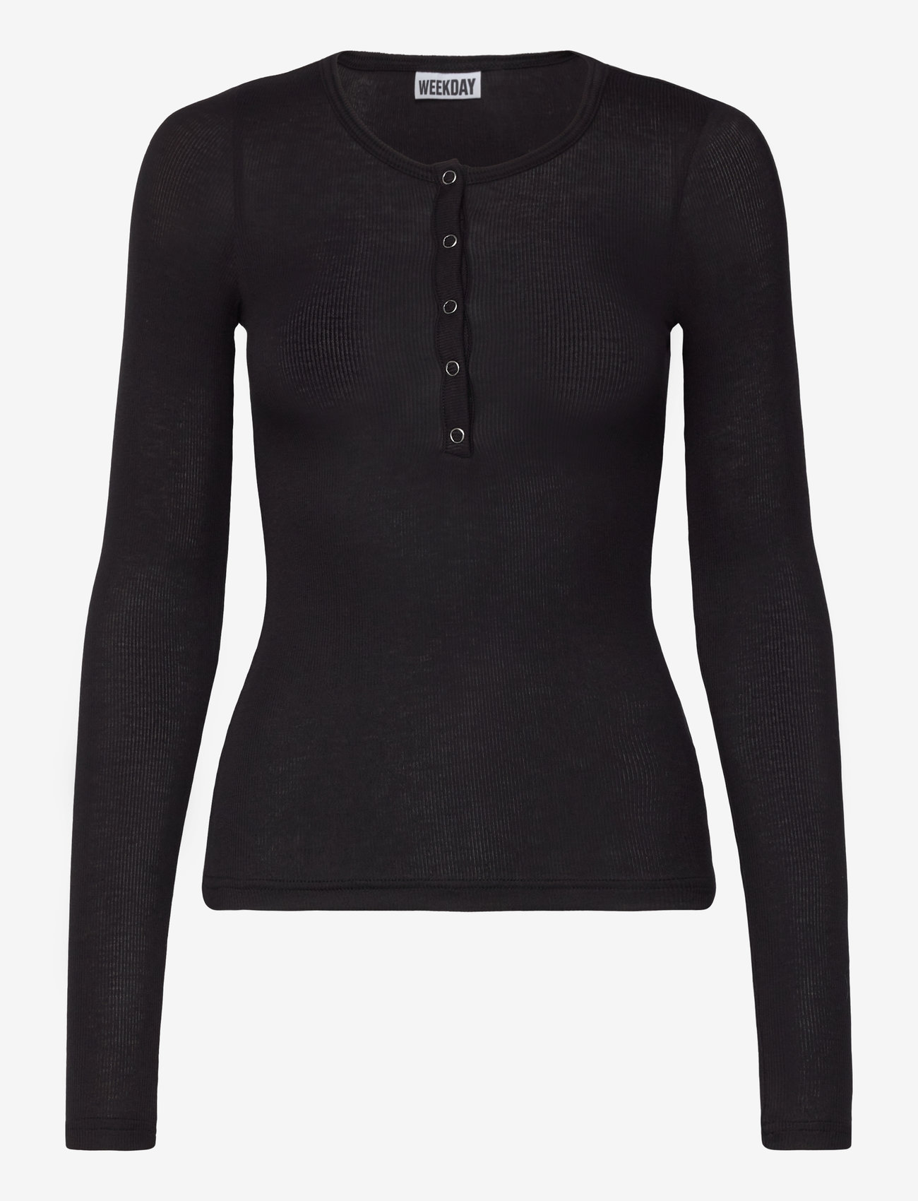 Weekday Sheer Rib Long Sleeve Henley Top (WEE1258872) - Long