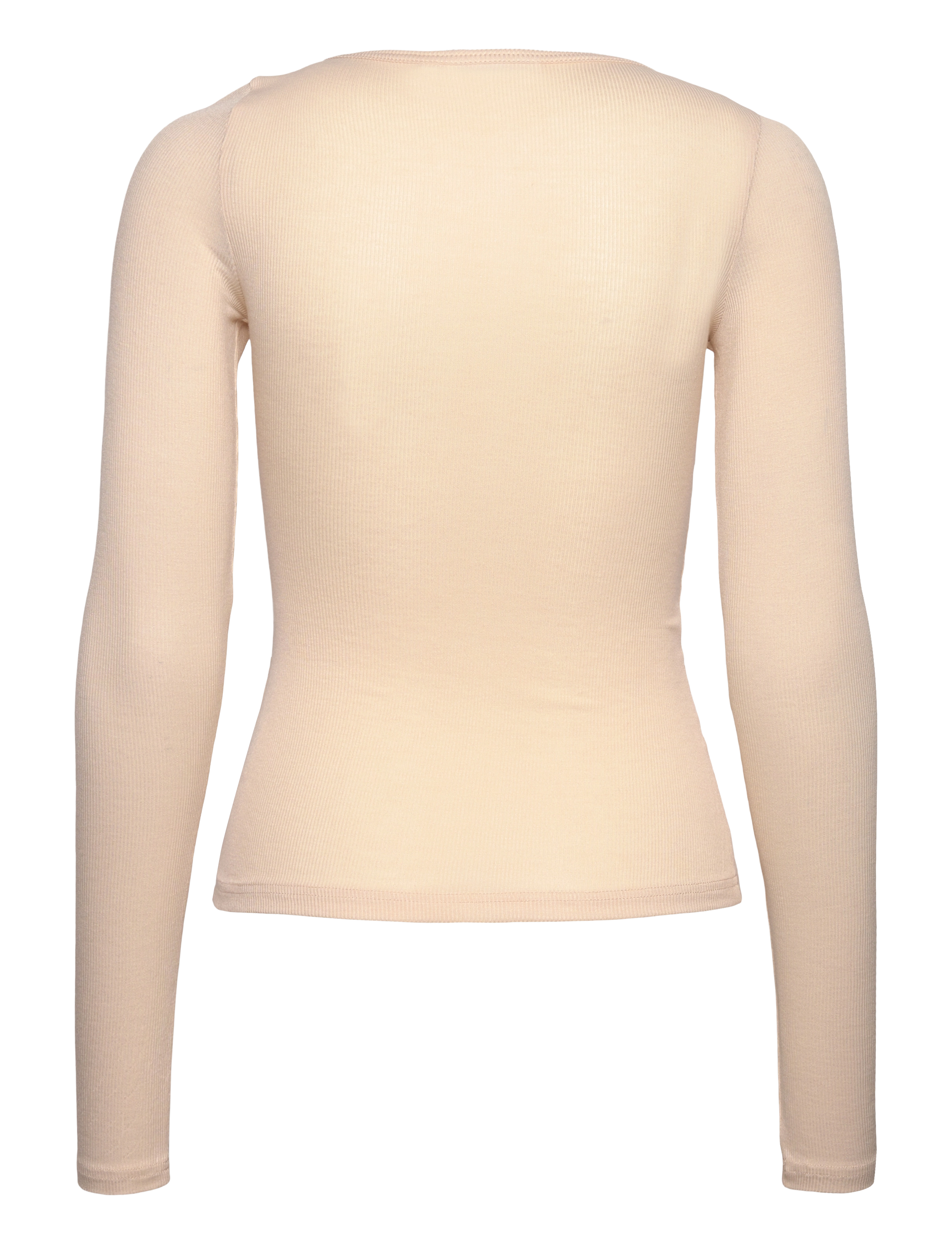 Weekday - Sheer Rib Long Sleeve Henley Top - långärmade toppar - light beige - 1