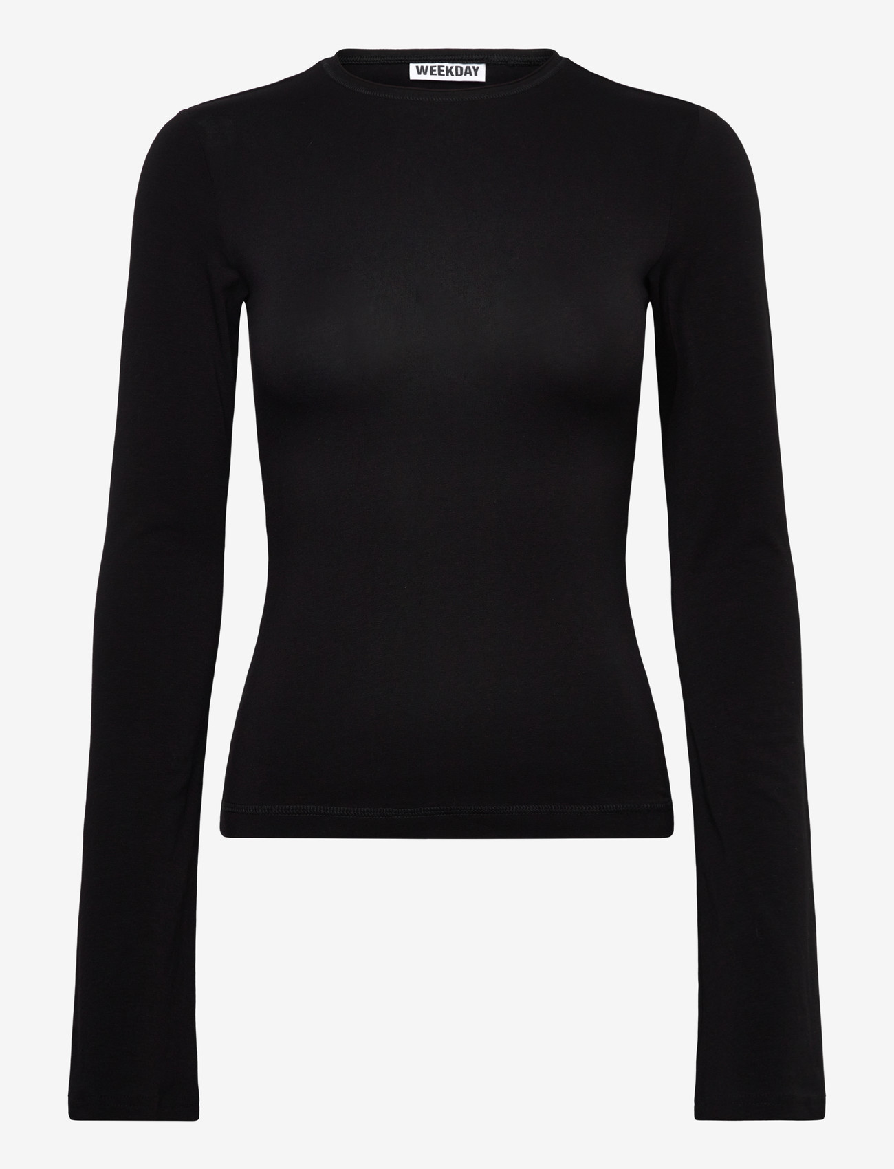 Weekday - Long Sleeve Cotton Top - langærmede toppe - black - 1