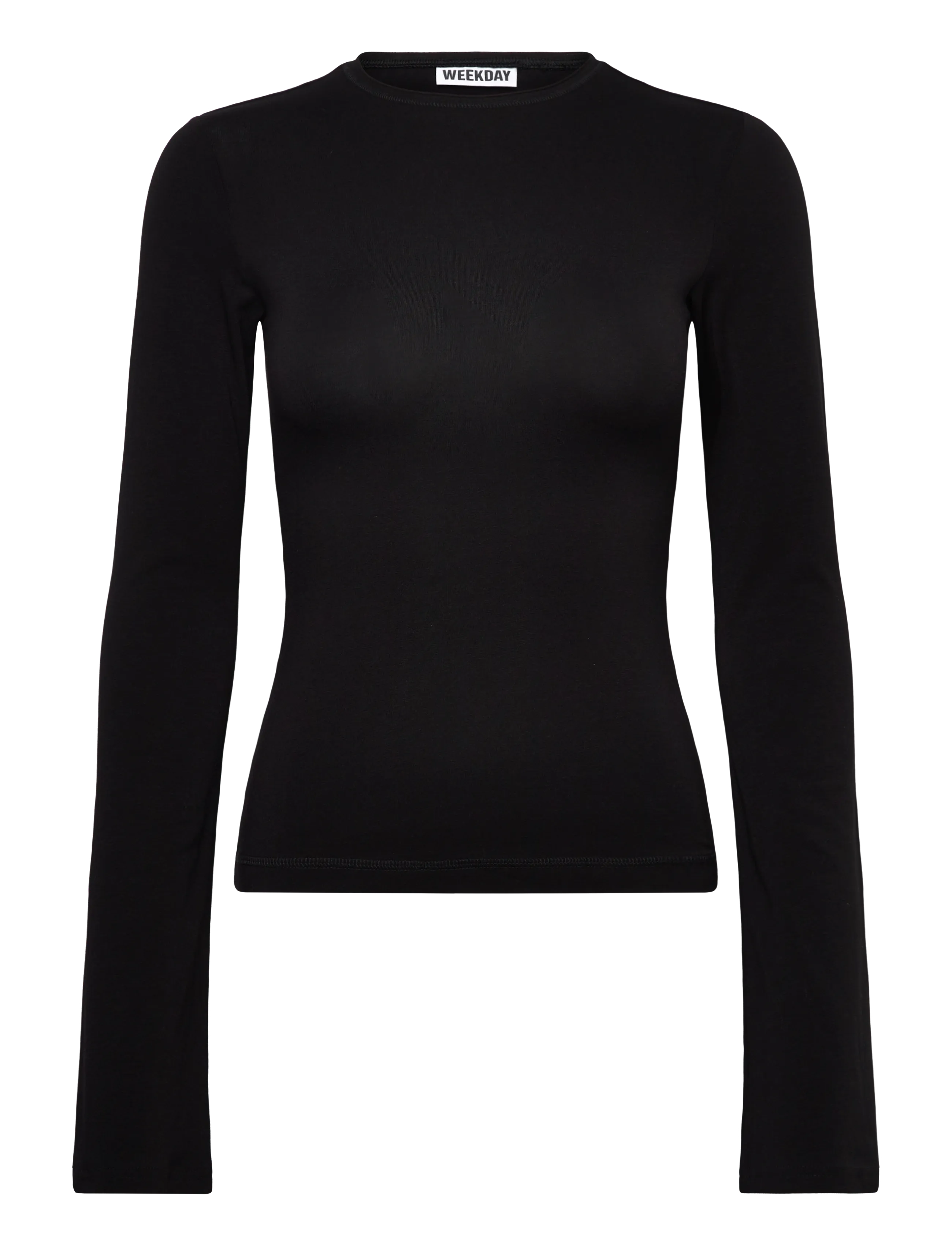 Weekday Long Sleeve Cotton Top - Transitional Layering - BLACK / black
