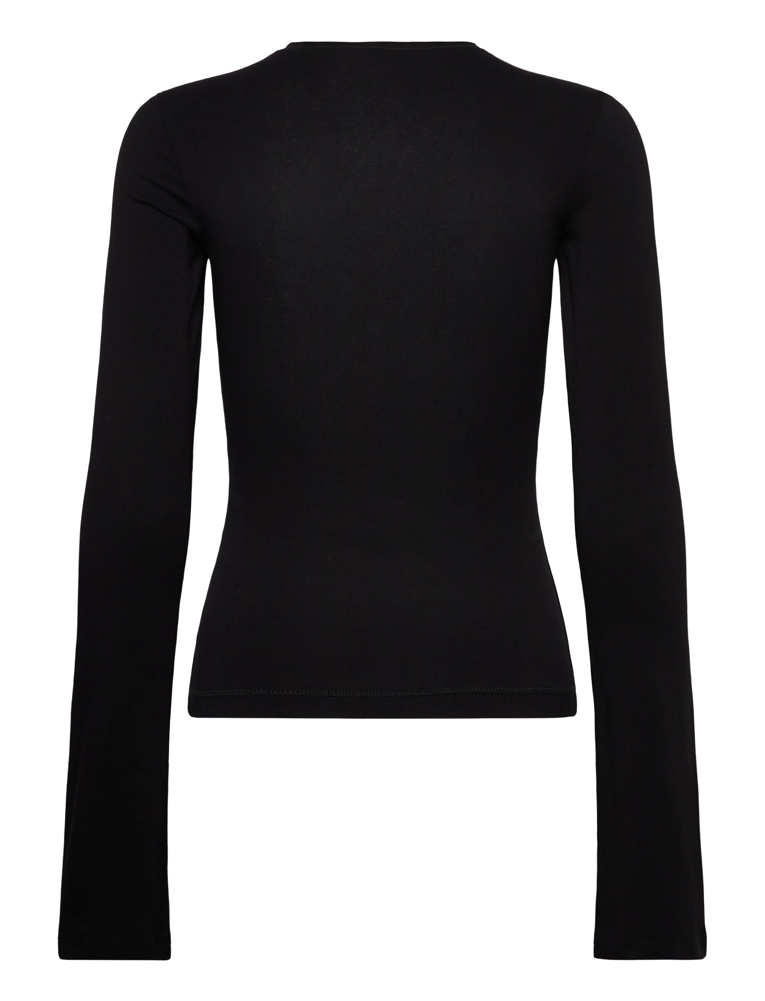 Weekday - Long Sleeve Cotton Top - langärmlige tops - black - 2