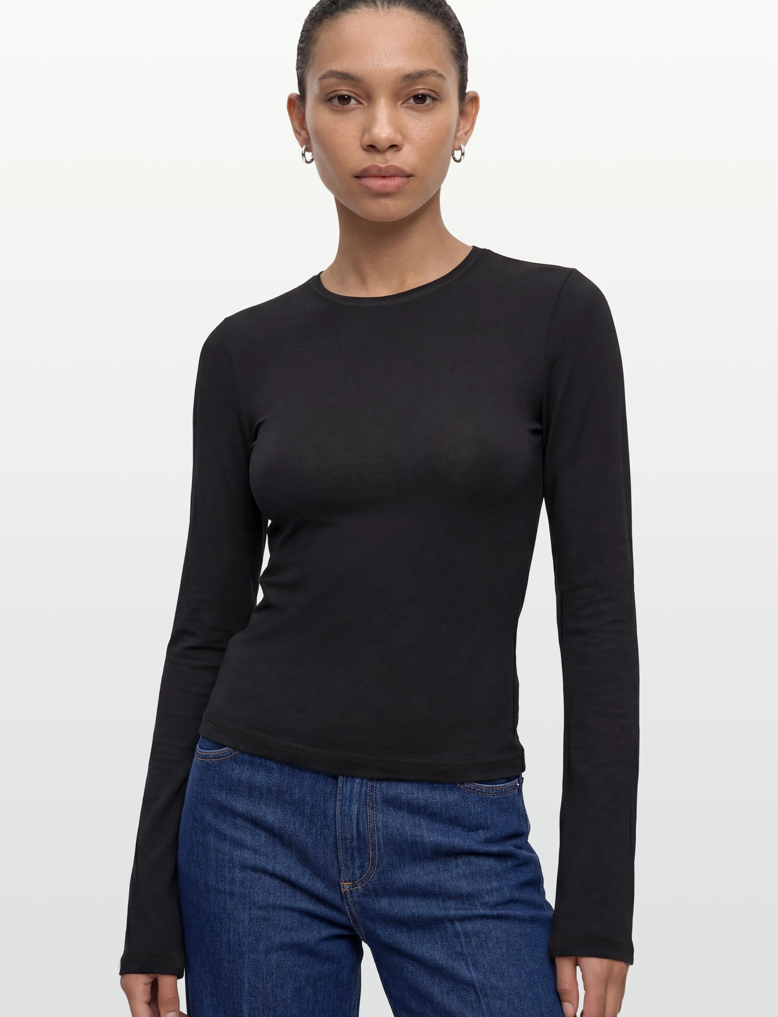Weekday - Long Sleeve Cotton Top - pikkade varrukatega alussärgid - black - 3