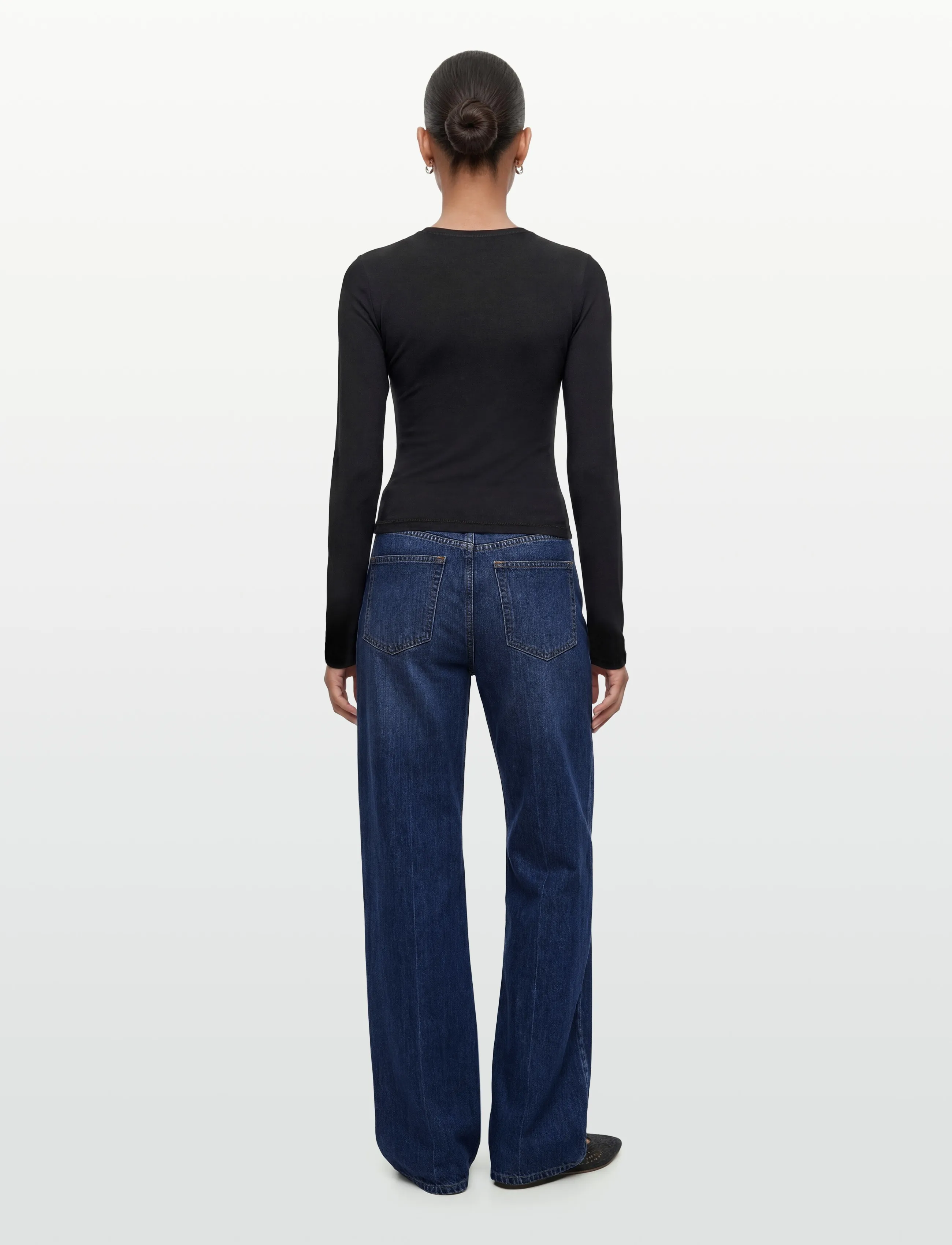 Weekday - Long Sleeve Cotton Top - pikkade varrukatega alussärgid - black - 4