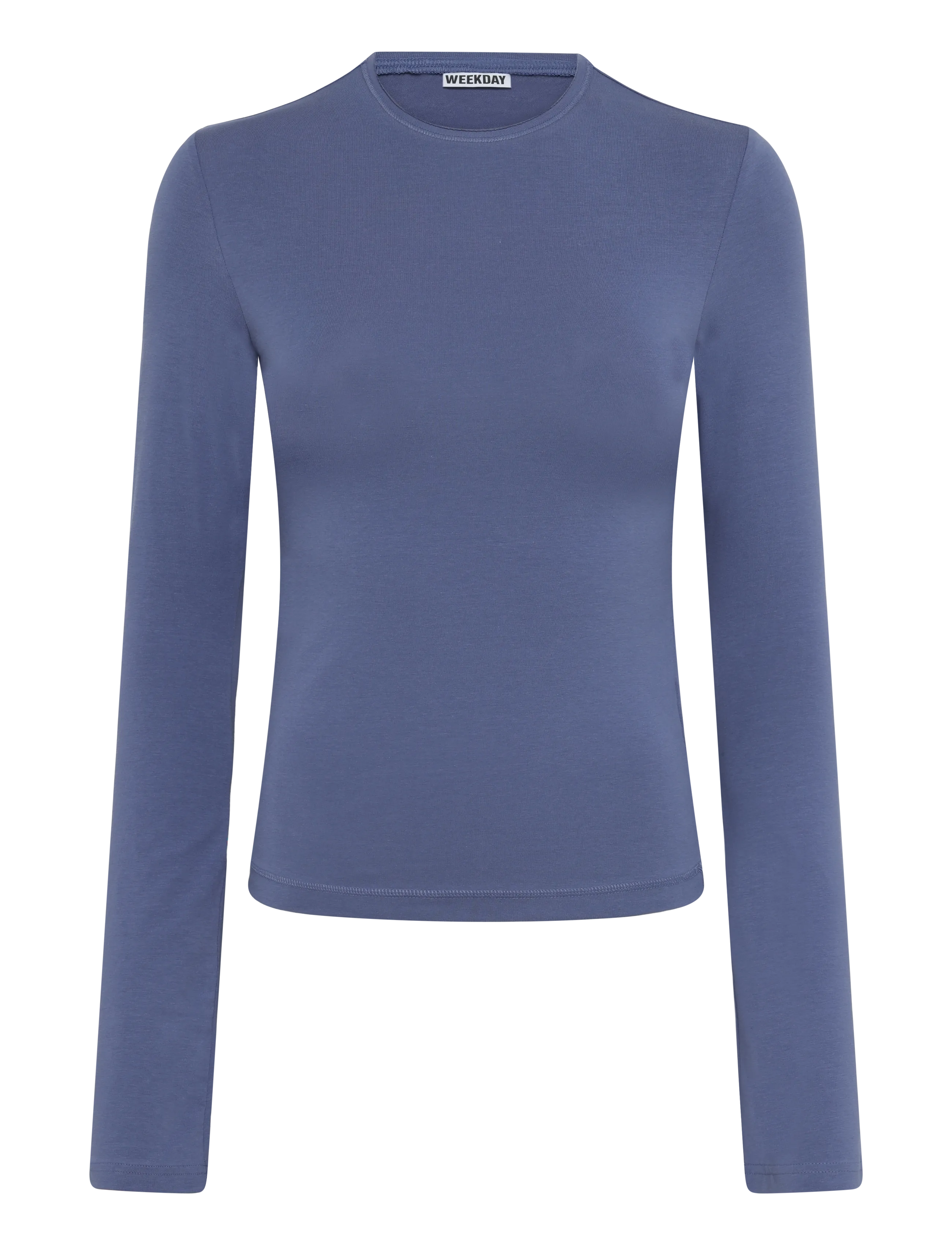 Weekday Long Sleeve Cotton Top, S, T-shirts & Oberteile, Blau - Long-sleeved, Frauen