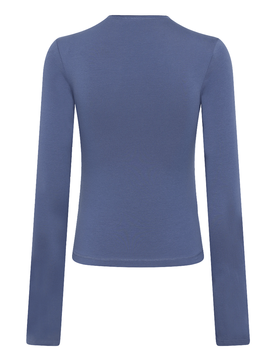 Weekday - Long Sleeve Cotton Top - langærmede toppe - blue - 1