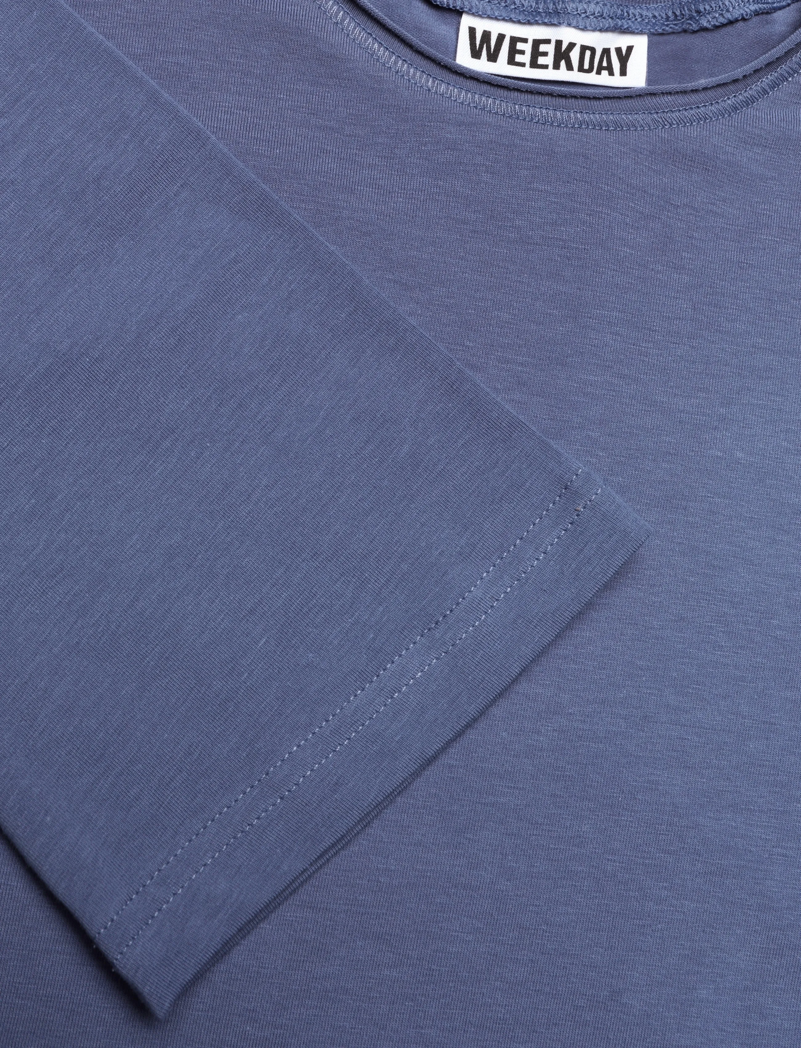 Weekday - Long Sleeve Cotton Top - langærmede toppe - blue - 2