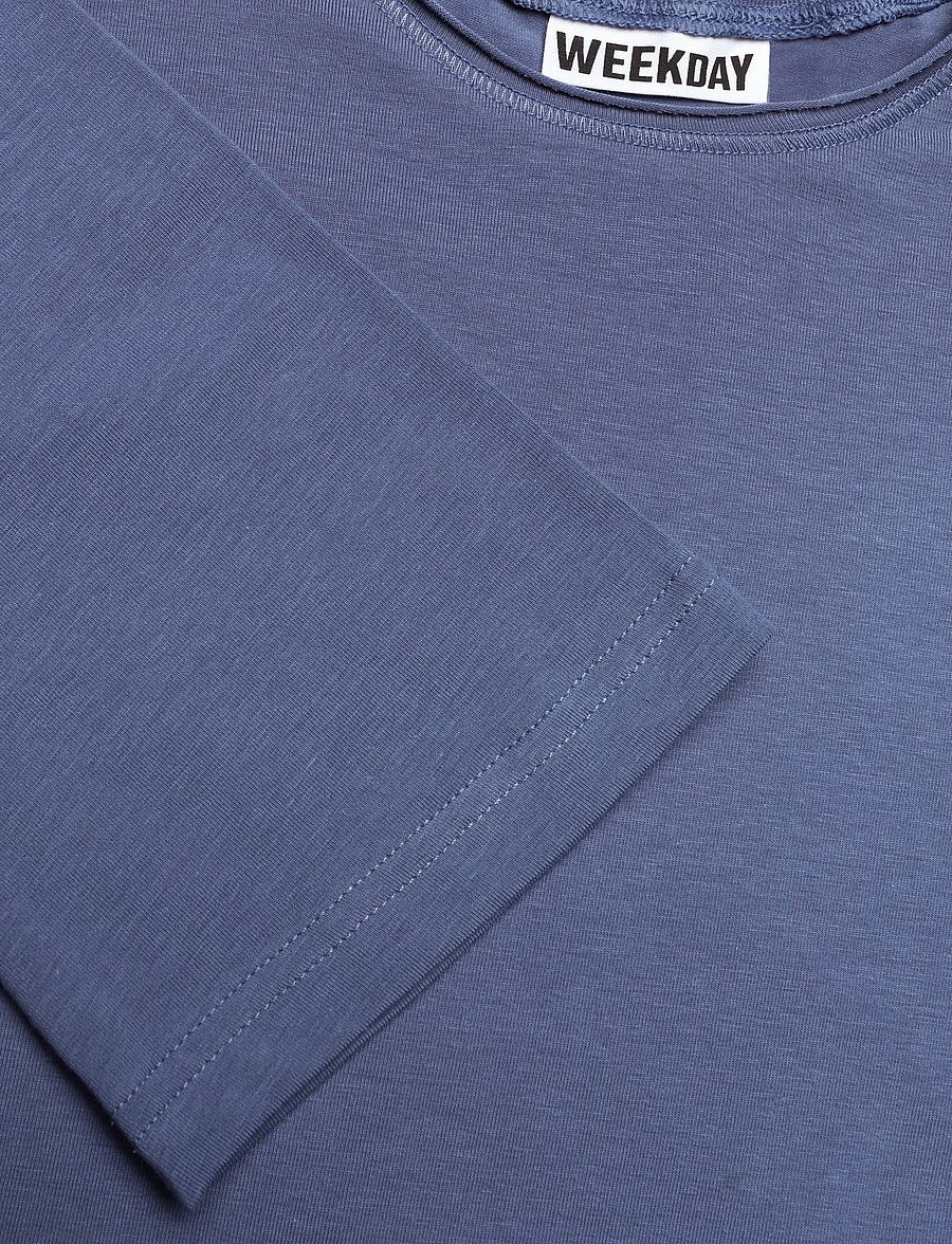 Weekday - Long Sleeve Cotton Top - langærmede toppe - blue - 2