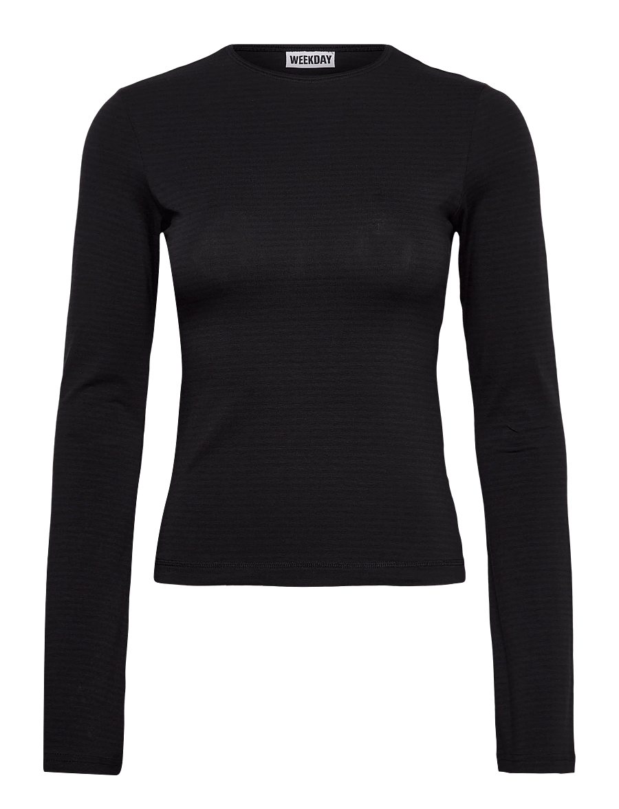 Weekday - Long Sleeve Cotton Top - langärmlige tops - blue - 0
