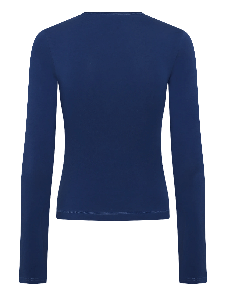Weekday - Long Sleeve Cotton Top - pikkade varrukatega topid - blue - 1