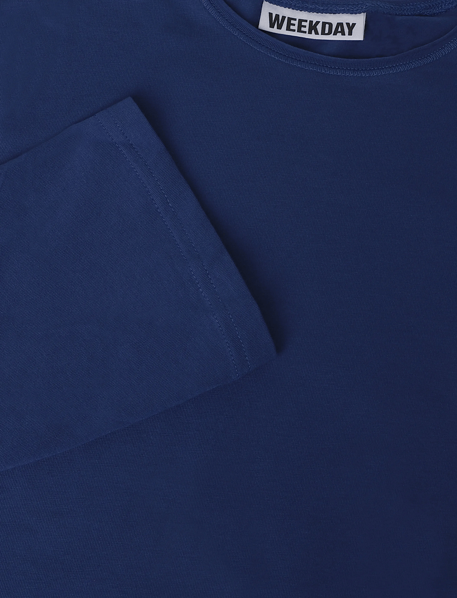 Weekday - Long Sleeve Cotton Top - pikkade varrukatega topid - blue - 2