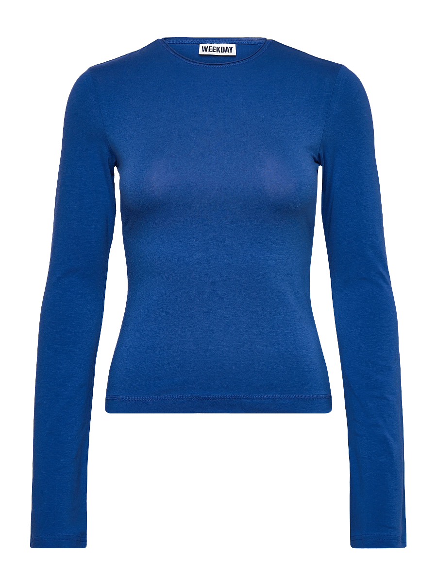 Weekday - Long Sleeve Cotton Top - langærmede toppe - blue bright - 0