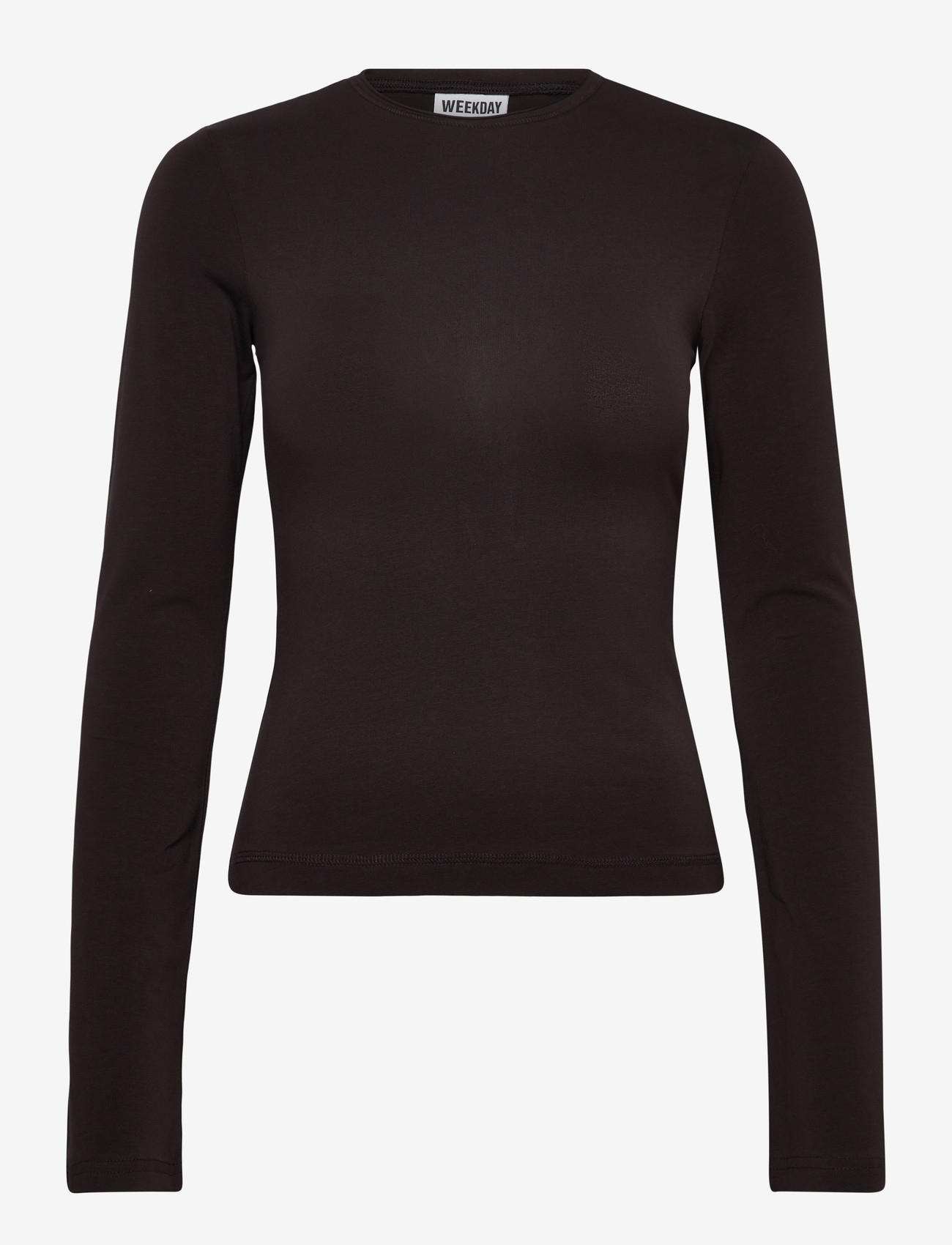 Weekday - Long Sleeve Cotton Top - langärmlige tops - brown dark - 1