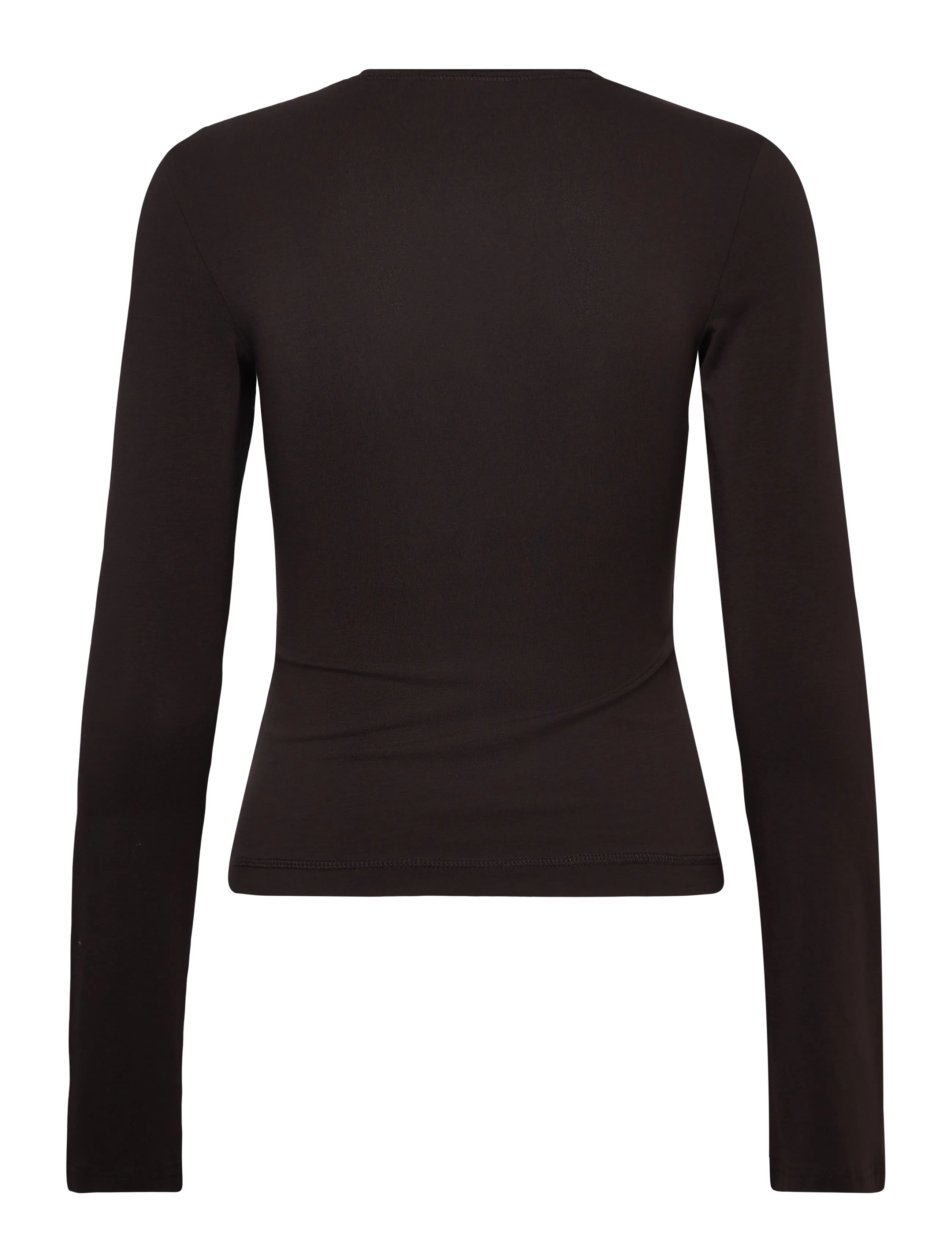 Weekday - Long Sleeve Cotton Top - long-sleeved tops - brown dark - 2