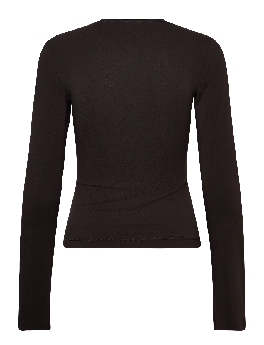 Weekday - Long Sleeve Cotton Top - langærmede toppe - brown dark - 2
