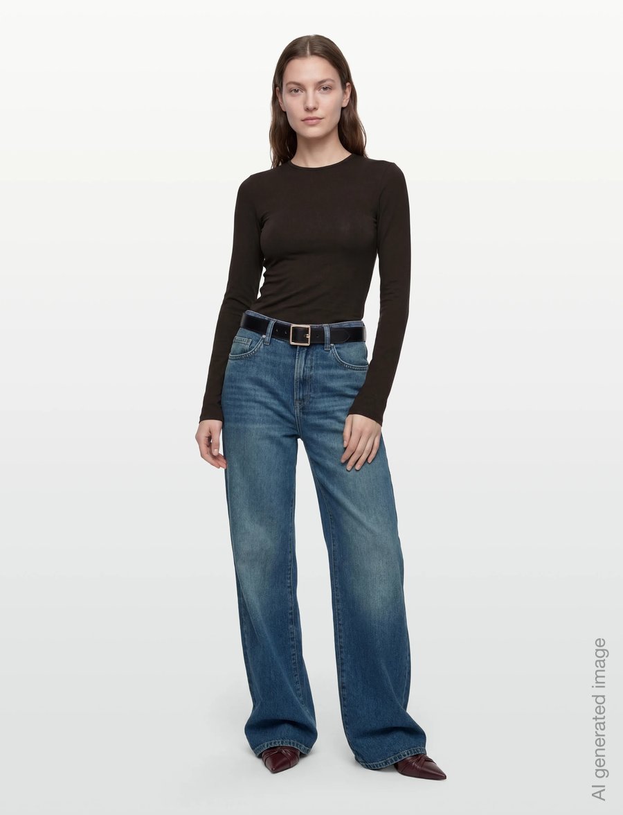 Weekday - Long Sleeve Cotton Top - langærmede toppe - brown dark - 0